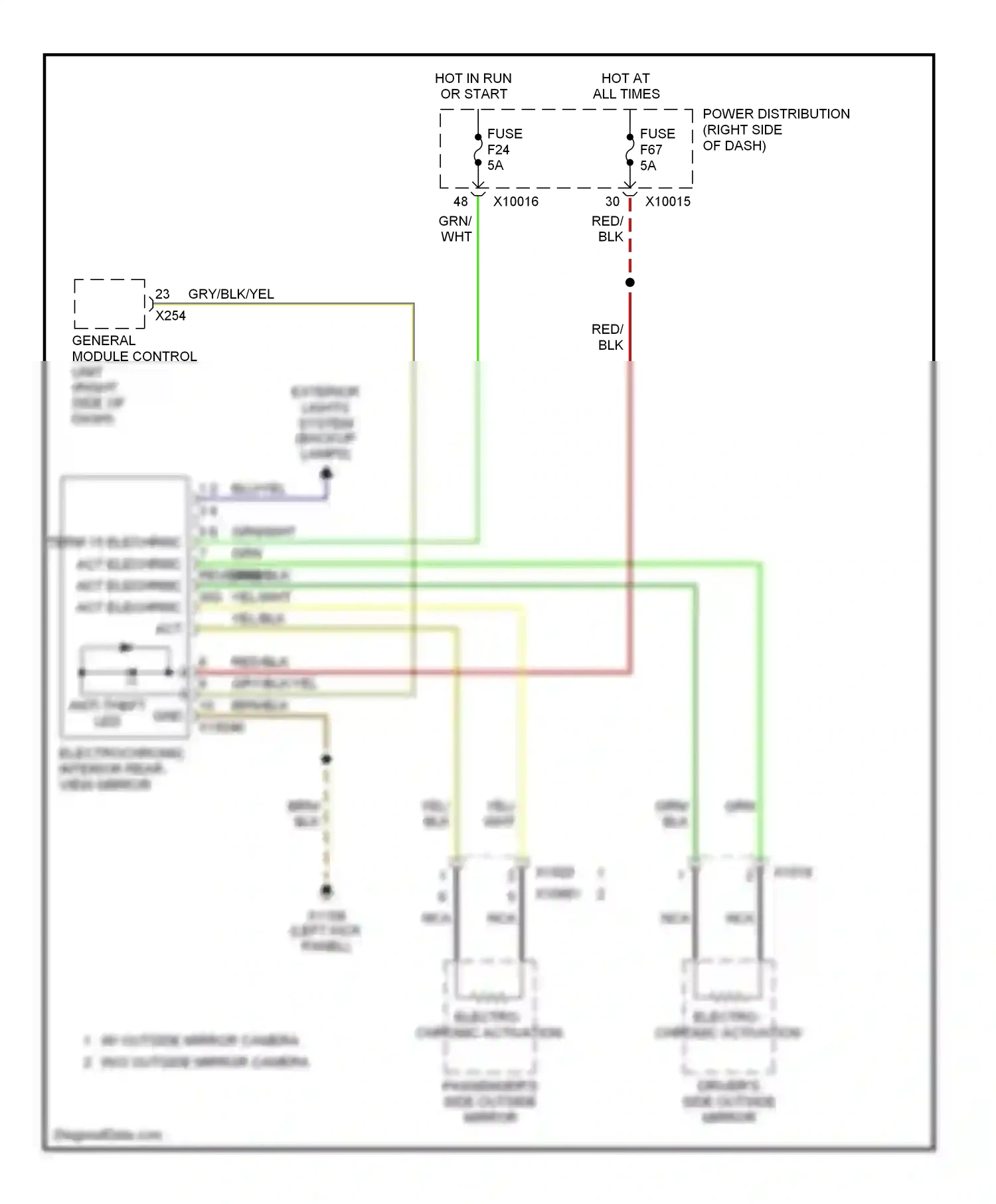 Wiring diagram electrochromic interior rear view mirror for BMW X3 E83 (2003-2006) (2 of 4)