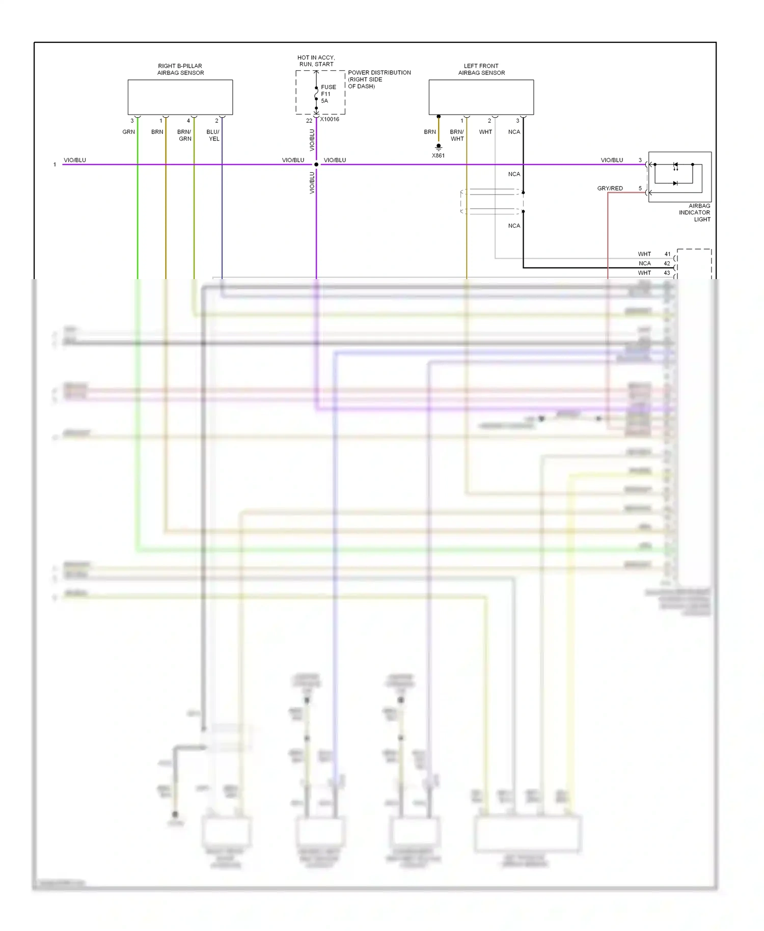 Wiring diagram left front airbag sensor for BMW X3 E83 (2003-2006) (2 of 2)