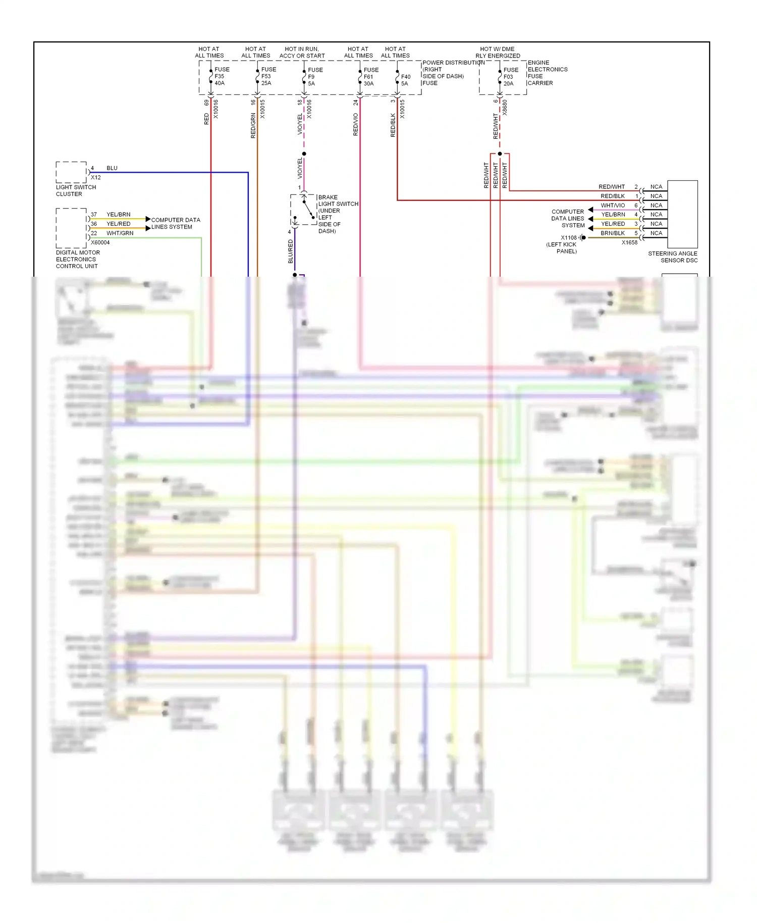 BMW X3 E83 (2003-2006) (left rear engine compt) wiring diagram  (1 of 5)