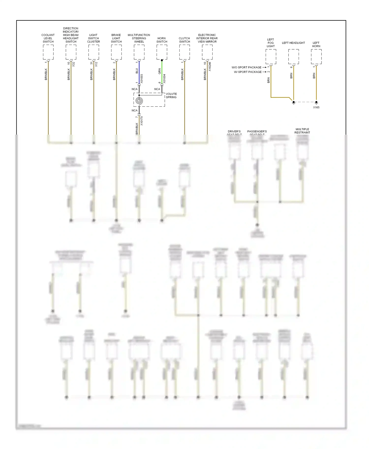 Wiring diagram multifunction steering wheel for BMW X3 E83 (2003-2006) (1 of 2)