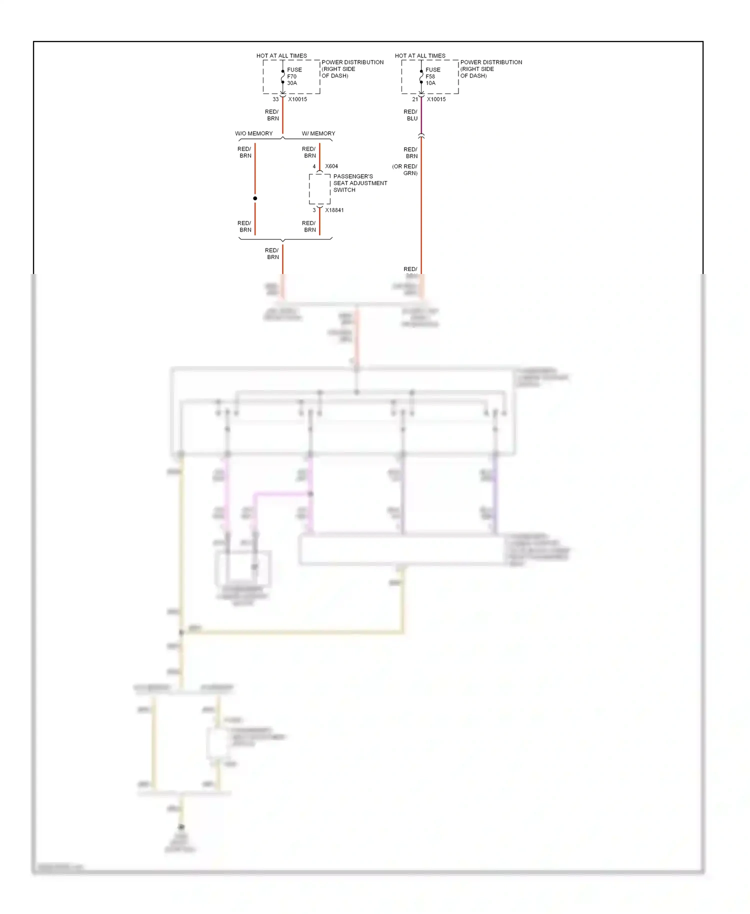 Wiring diagram passenger's seat adjustment switch for BMW X3 E83 (2003-2006) (2 of 2)