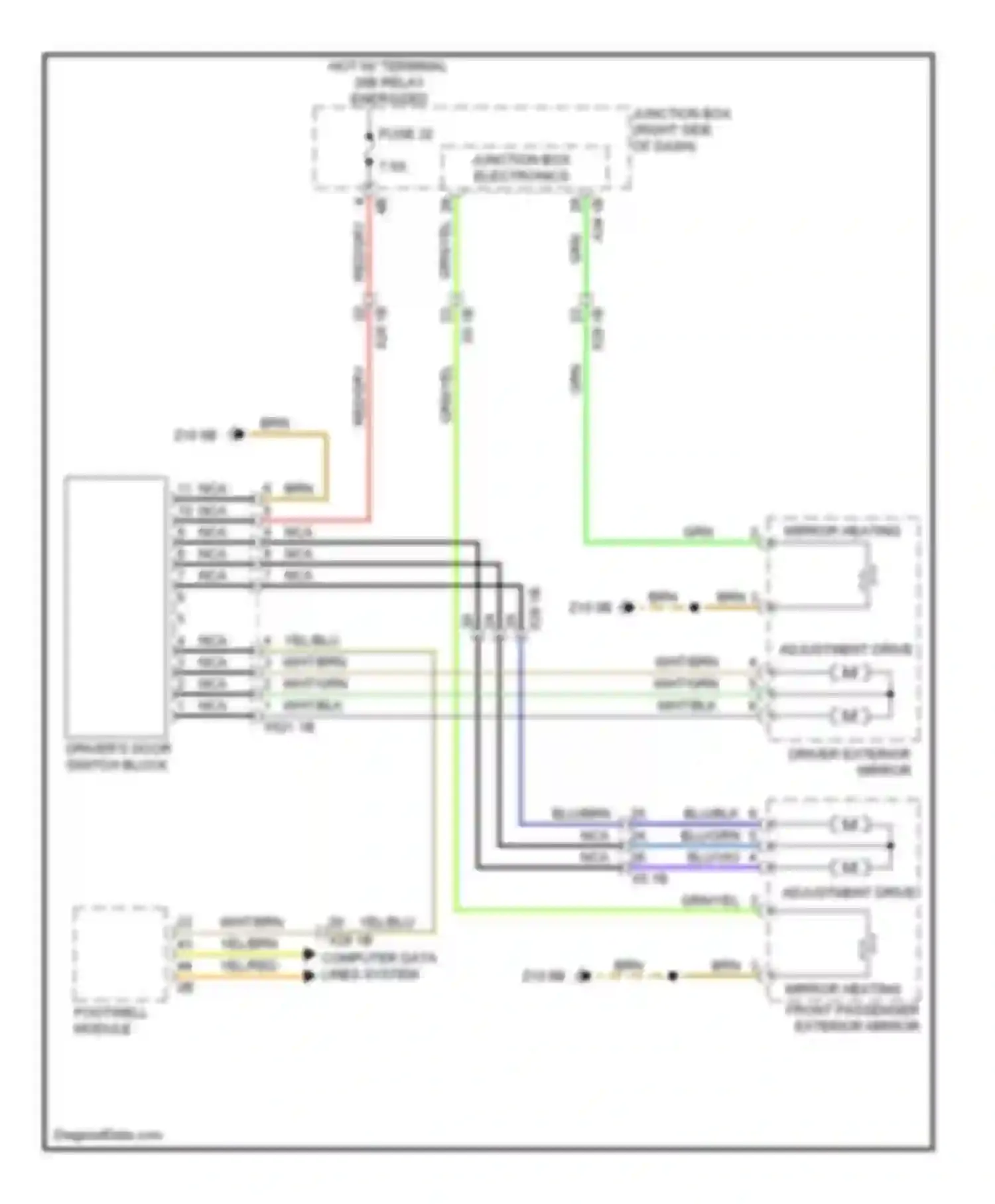 X3 BMW F25 (2010-2014): Heated mirrors circuit, without lin bus function