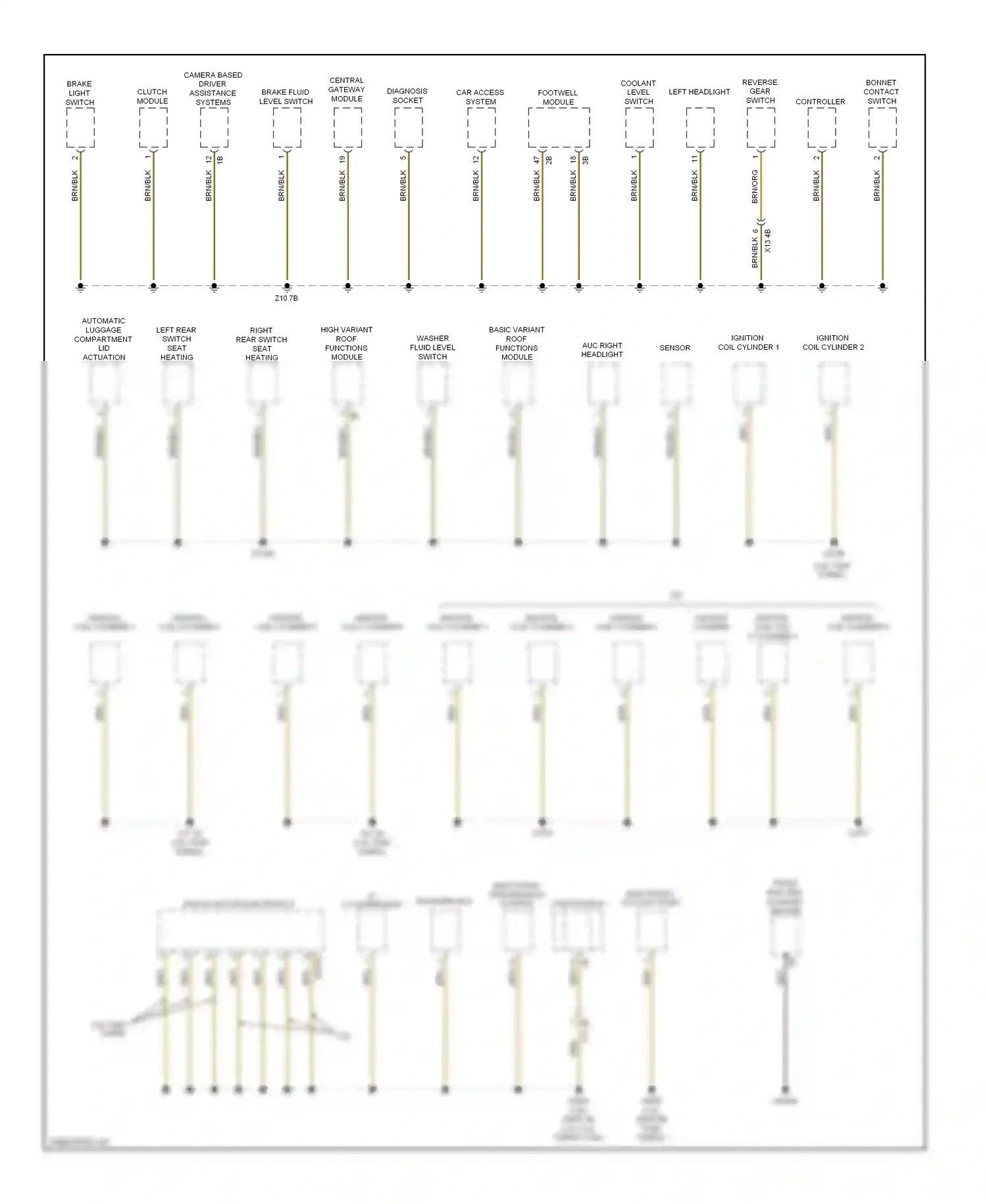 Wiring diagram brake fluid level switch for BMW X3 F25 (2010-2014) (1 of 1)