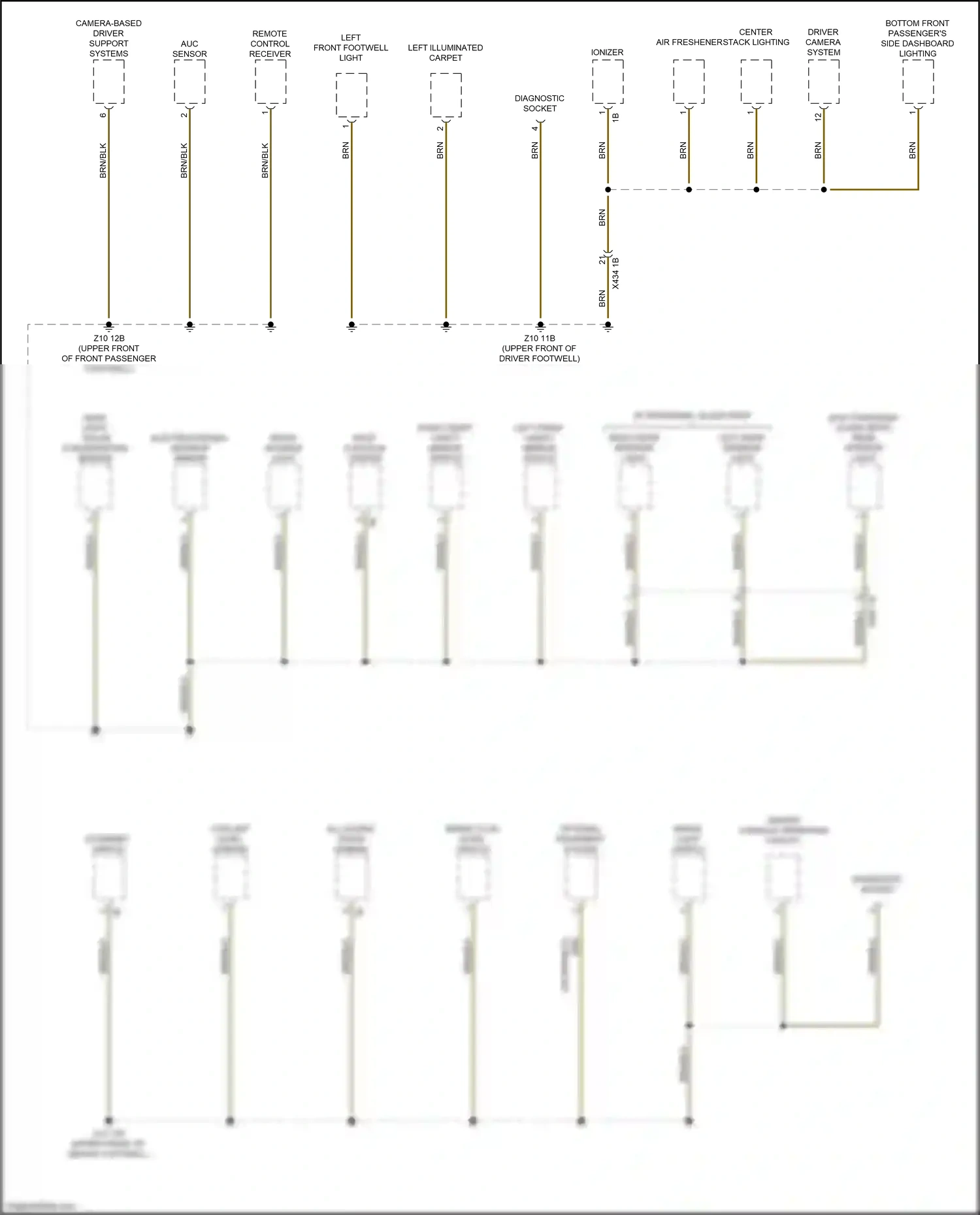 Wiring diagram bottom front passenger's side dashboard lighting for BMW X3 G01 facelift (2021-2024) (3 of 4)