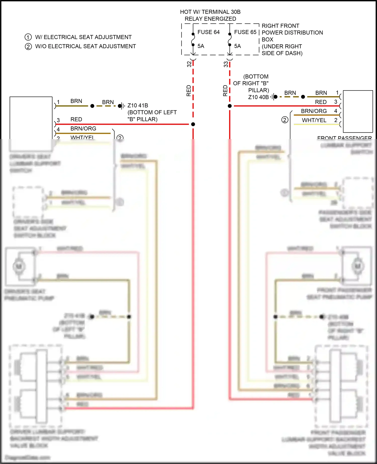 Wiring diagram front passenger lumbar support switch for BMW X3 G01 facelift (2021-2024) (2 of 4)