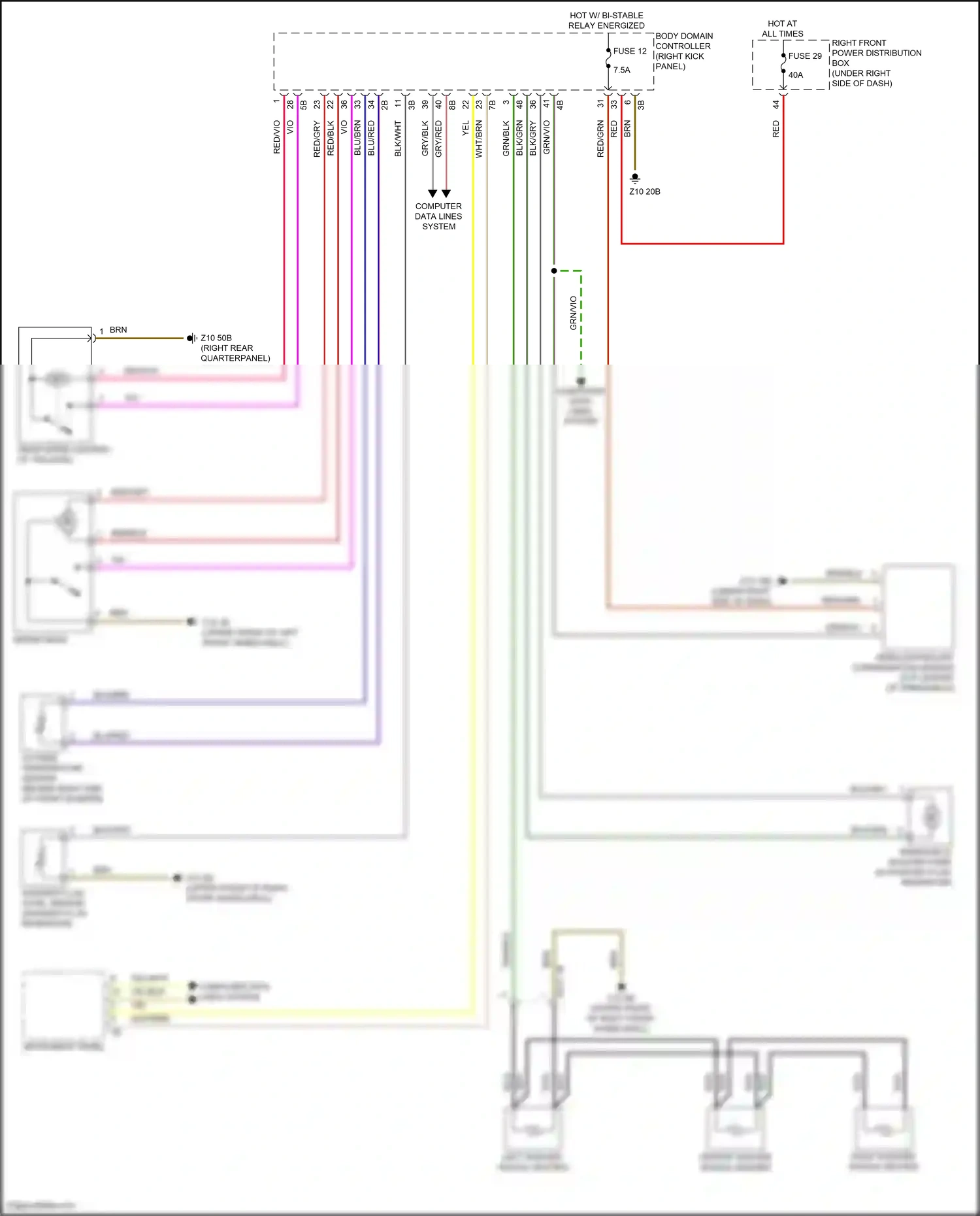 BMW X3 G01 (2017-2021) left washer nozzle heating wiring diagram  (2 of 2)