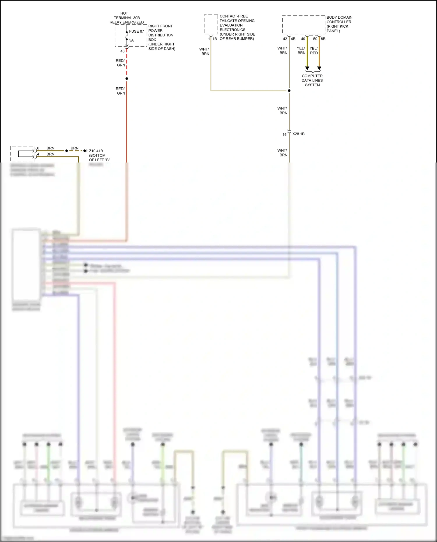 Wiring diagram trunk, tailgate, fuel doors system for BMW X3 G01 (2017-2021) (3 of 3)
