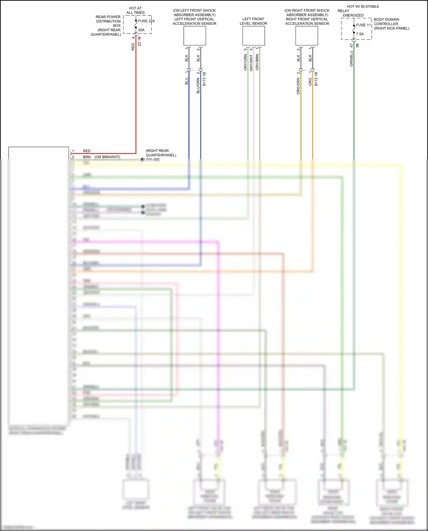 BMW X4 M F98 (2019-2021) right front vertical-acceleration sensor wiring diagram  (1 of 1)