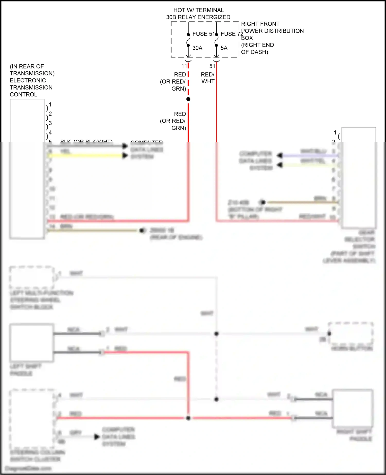 BMW X4 G02 (2018-2021) left shift paddle wiring diagram  (1 of 2)