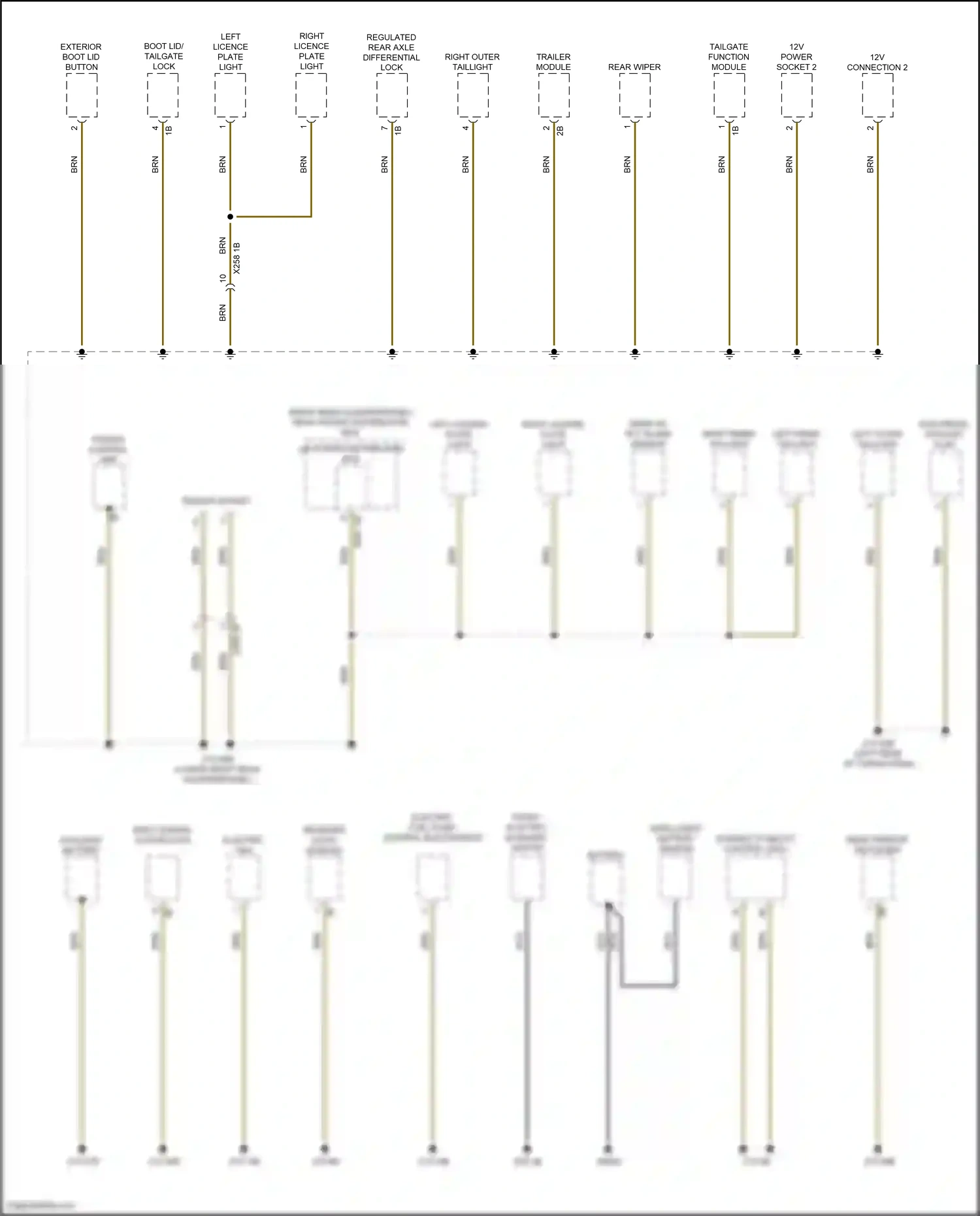 BMW X4 G02 (2018-2021) tailgate function module wiring diagram  (2 of 2)