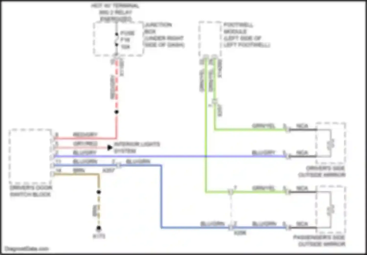 Wiring diagram passenger's side outside mirror for BMW X5 M E70 facelift (2010-2013) (3 of 7)