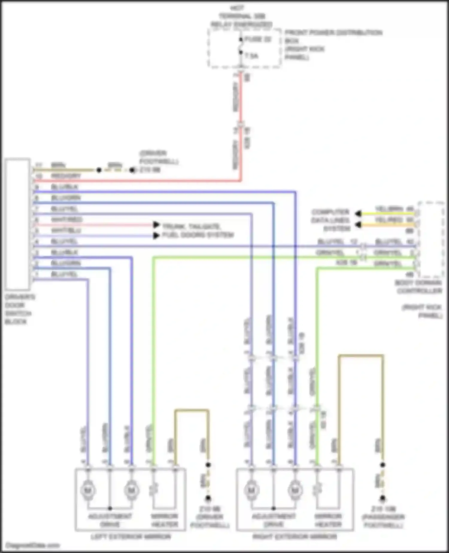 X5 M BMW F85 (2014-2018): Memory mirrors circuit, w/o lin bus function