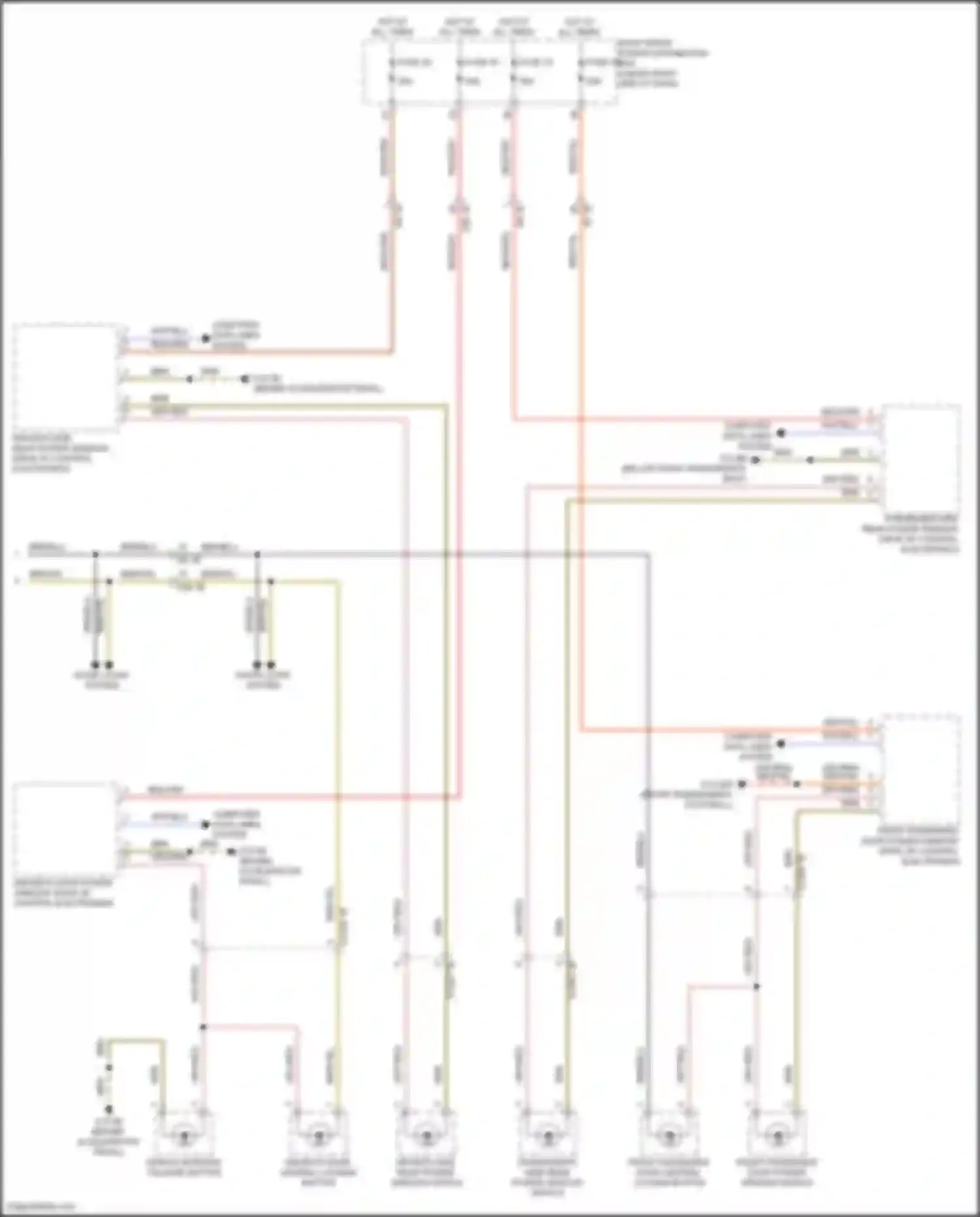 Wiring diagram passenger side rear power window drive w/ control electronics for BMW X5 M F95 facelift (2023-2024) (2 of 2)