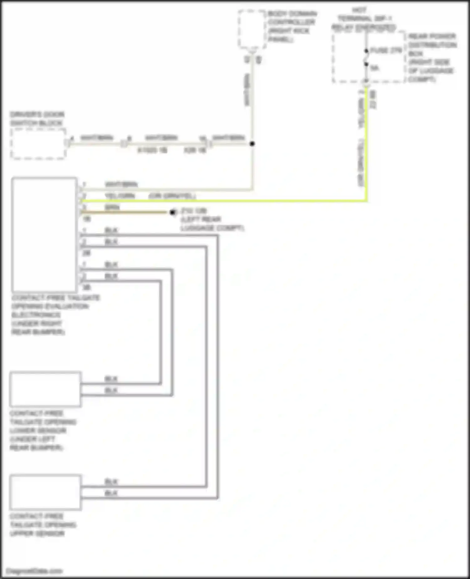 Wiring diagram contact-free tailgate opening lower sensor for BMW X5 M F95 (2019-2023) (1 of 1)