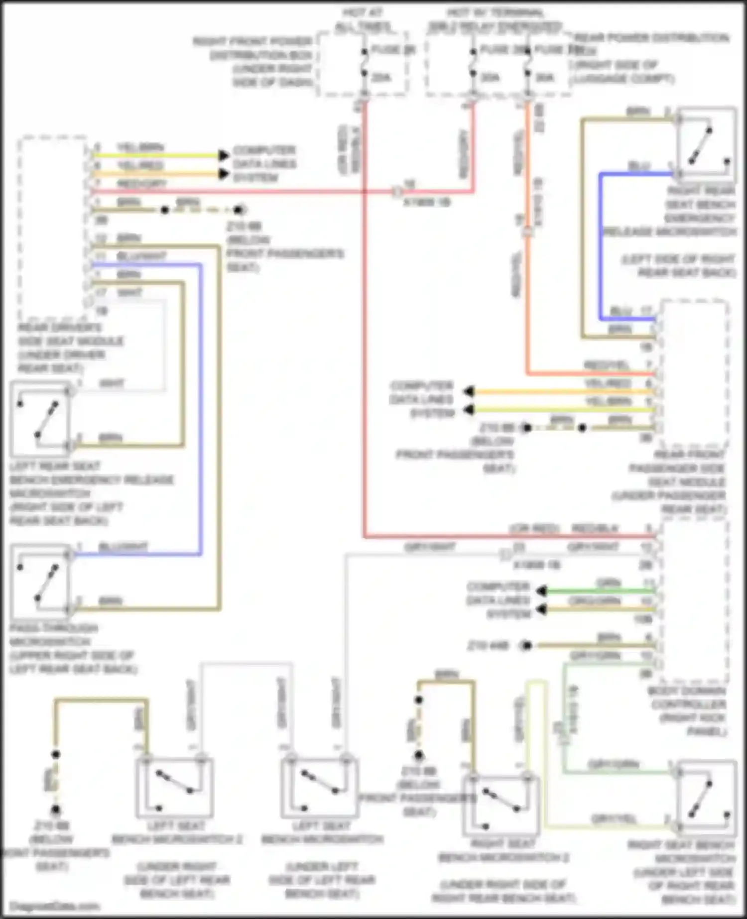 Wiring diagram left seat bench microswitch for BMW X5 M F95 (2019-2023) (2 of 2)