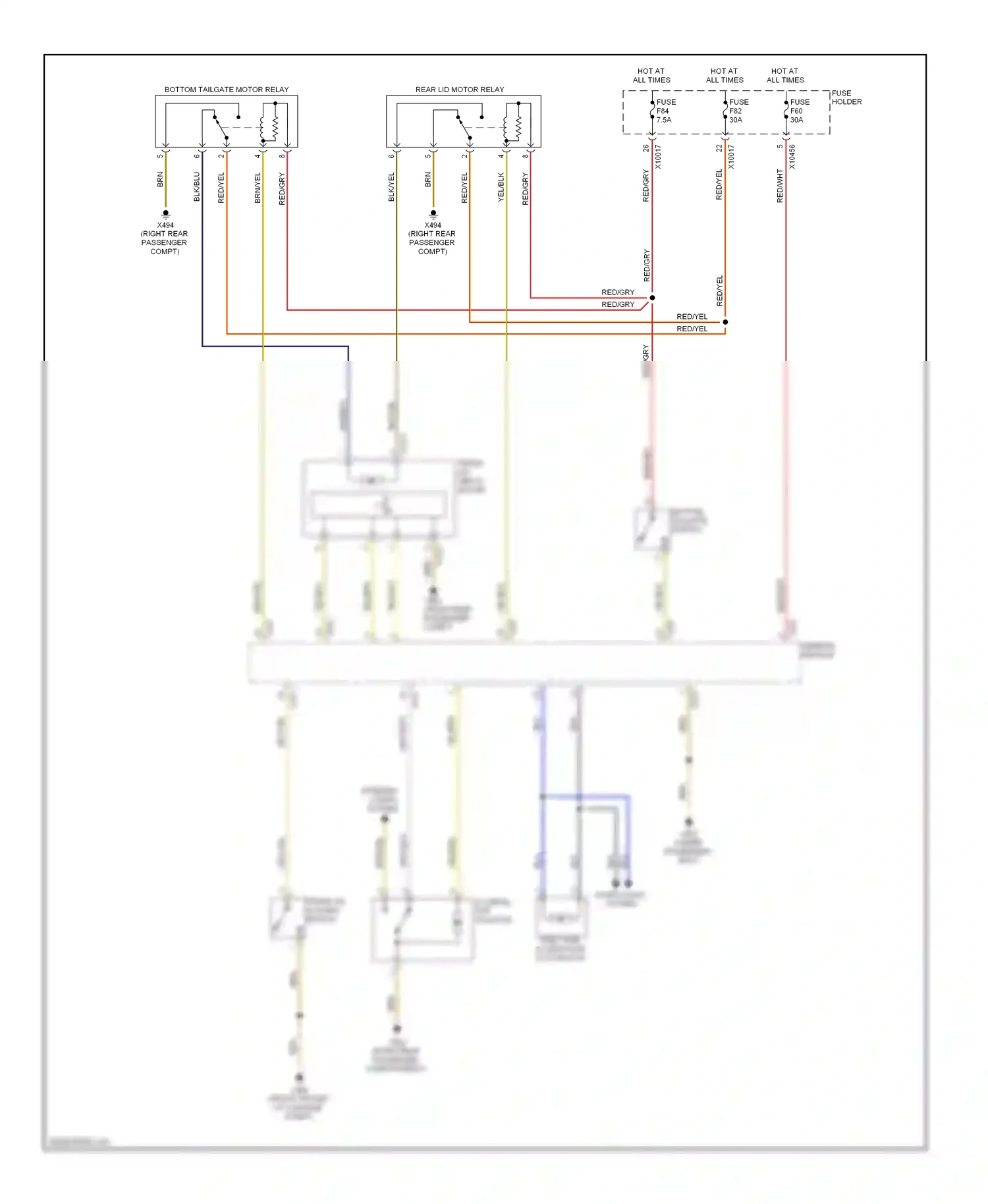 Wiring diagram bottom tailgate motor relay for BMW X5 E53 facelift (2003-2007) (1 of 1)