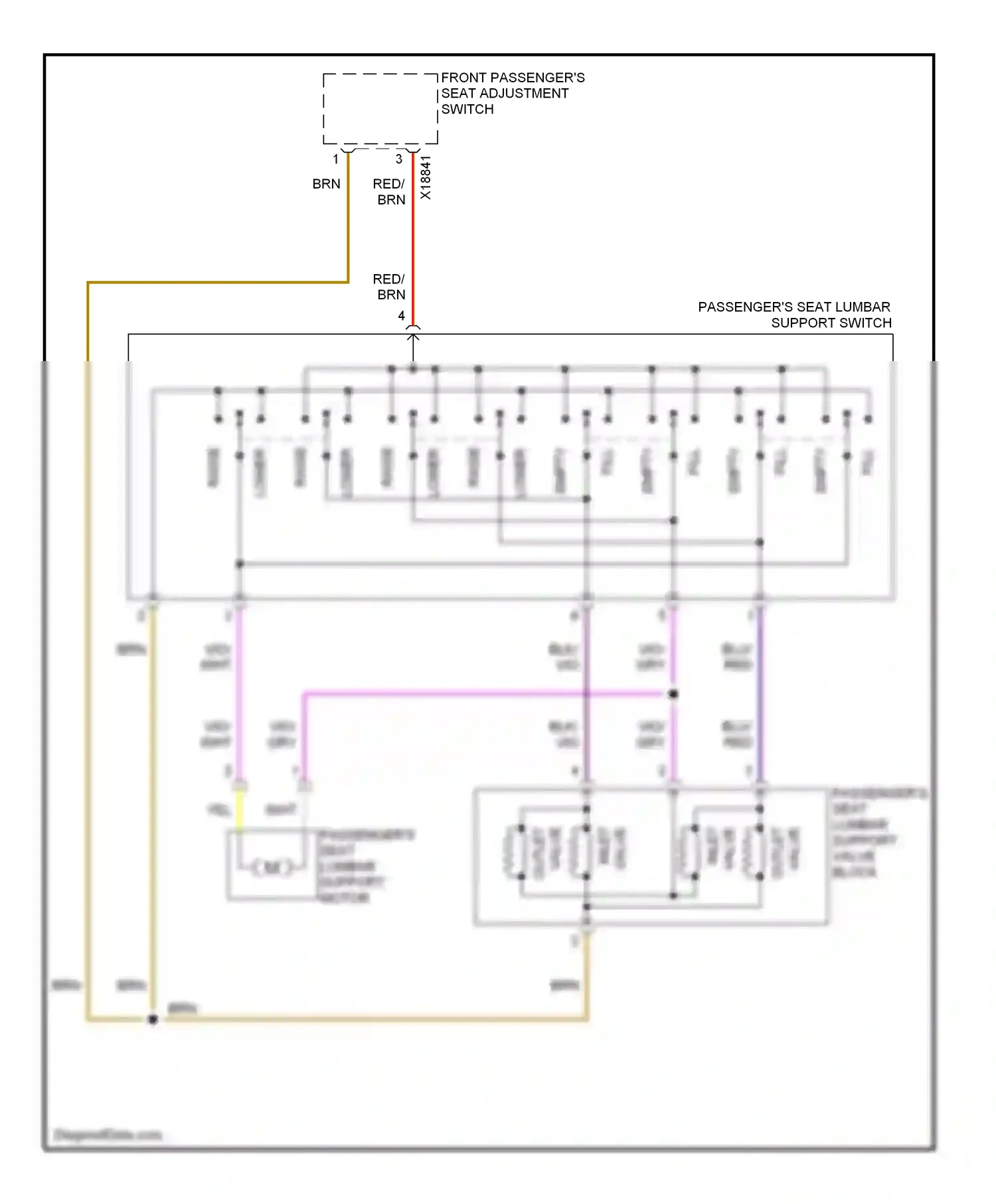 Wiring diagram front passenger's seat adjustment switch for BMW X5 E53 facelift (2003-2007) (3 of 3)