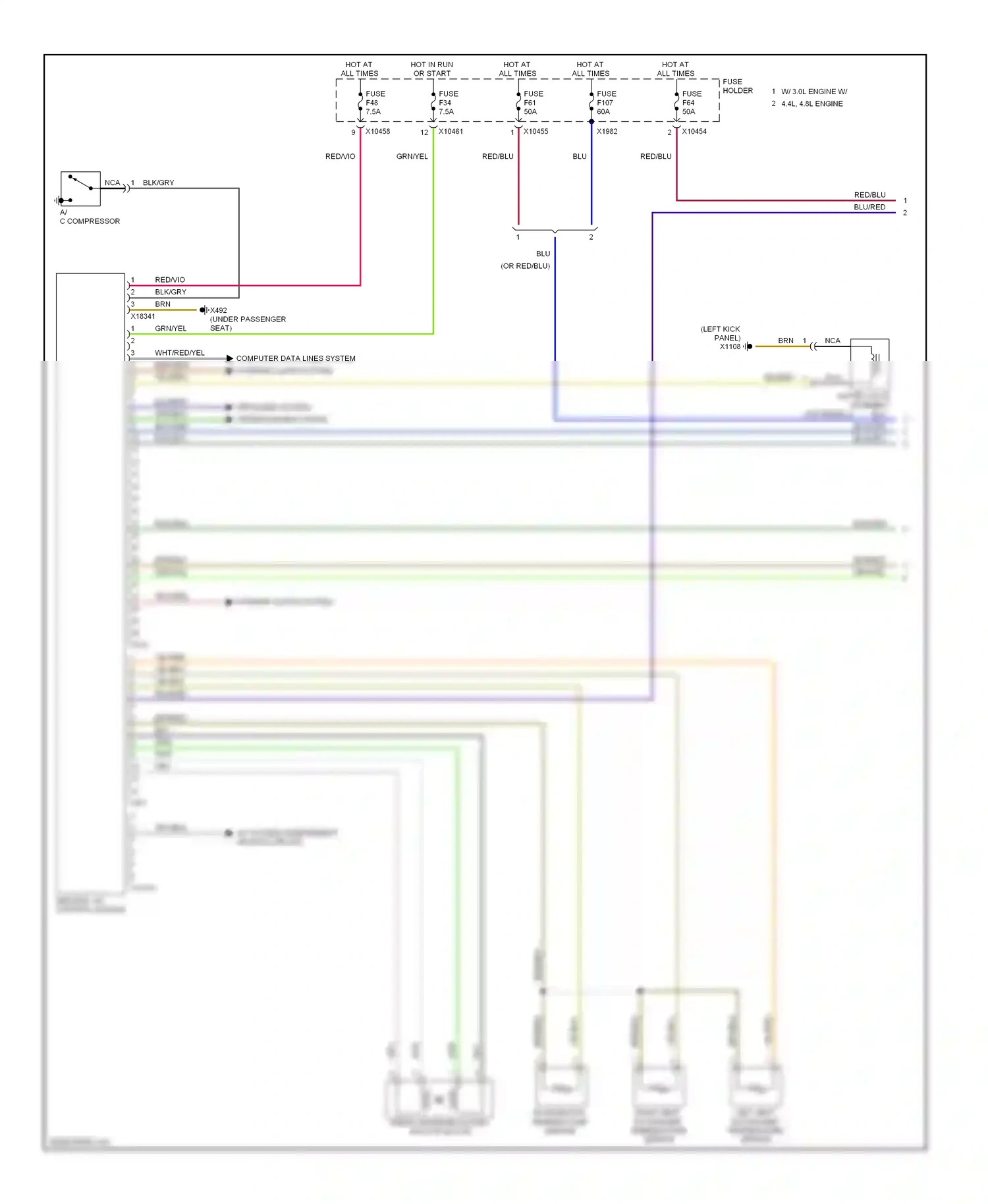 Wiring diagram left heat exchanger temperature sensor for BMW X5 E53 facelift (2003-2007) (1 of 3)