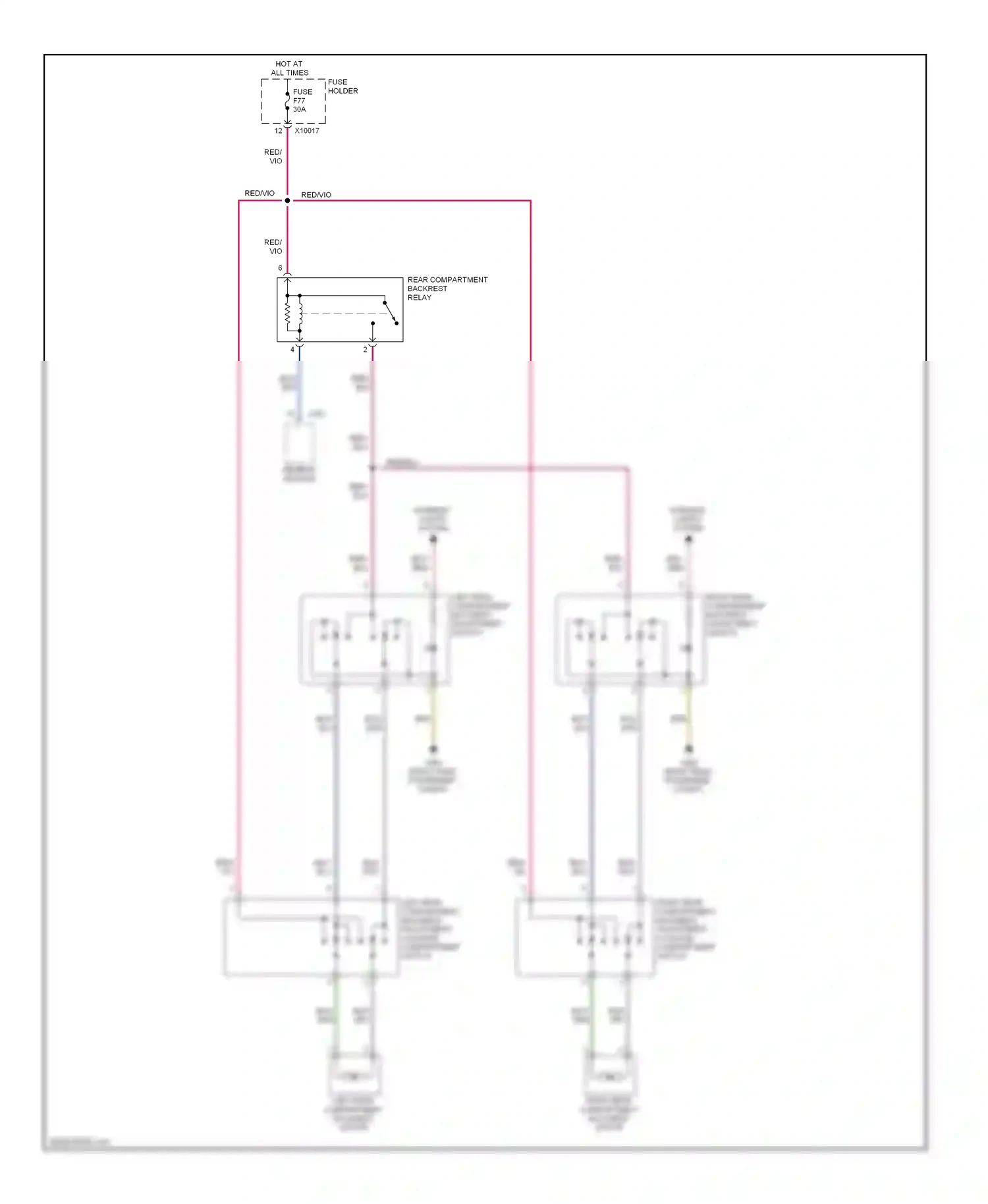 Wiring diagram left rear compartment backrest adjustment switch for BMW X5 E53 facelift (2003-2007) (2 of 2)