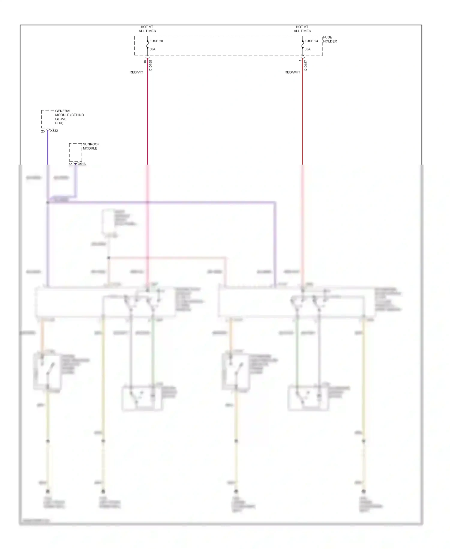 BMW X5 E53 facelift (2003-2007) light module (right kick panel) wiring diagram  (5 of 5)