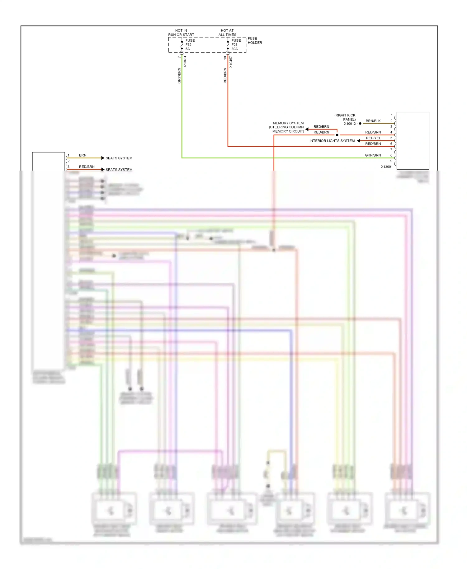 BMW X5 E53 facelift (2003-2007) memory system (steering column memory circuit) wiring diagram  (1 of 1)