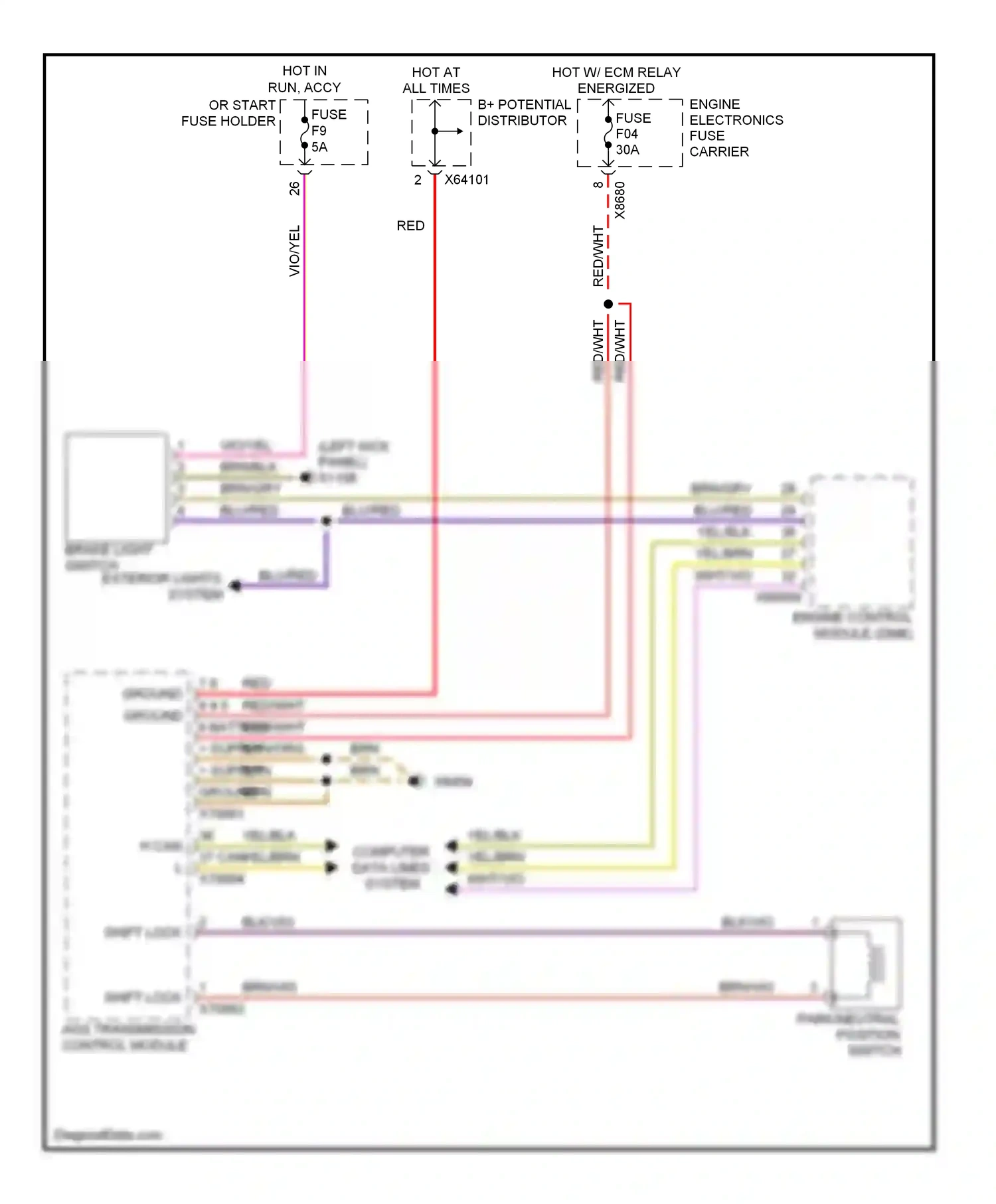 Wiring diagram park/neutral position switch for BMW X5 E53 facelift (2003-2007) (1 of 3)