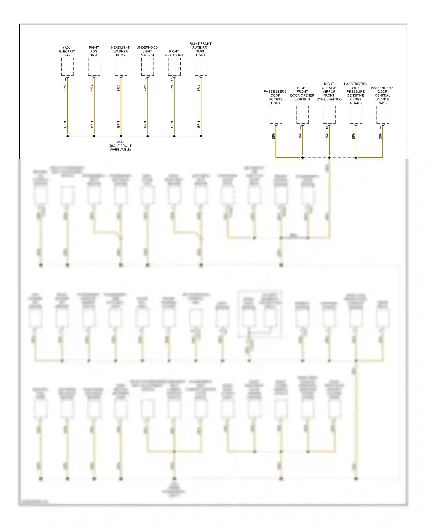 Wiring diagram right outside mirror front zone lighting for BMW X5 E53 facelift (2003-2007) (2 of 2)