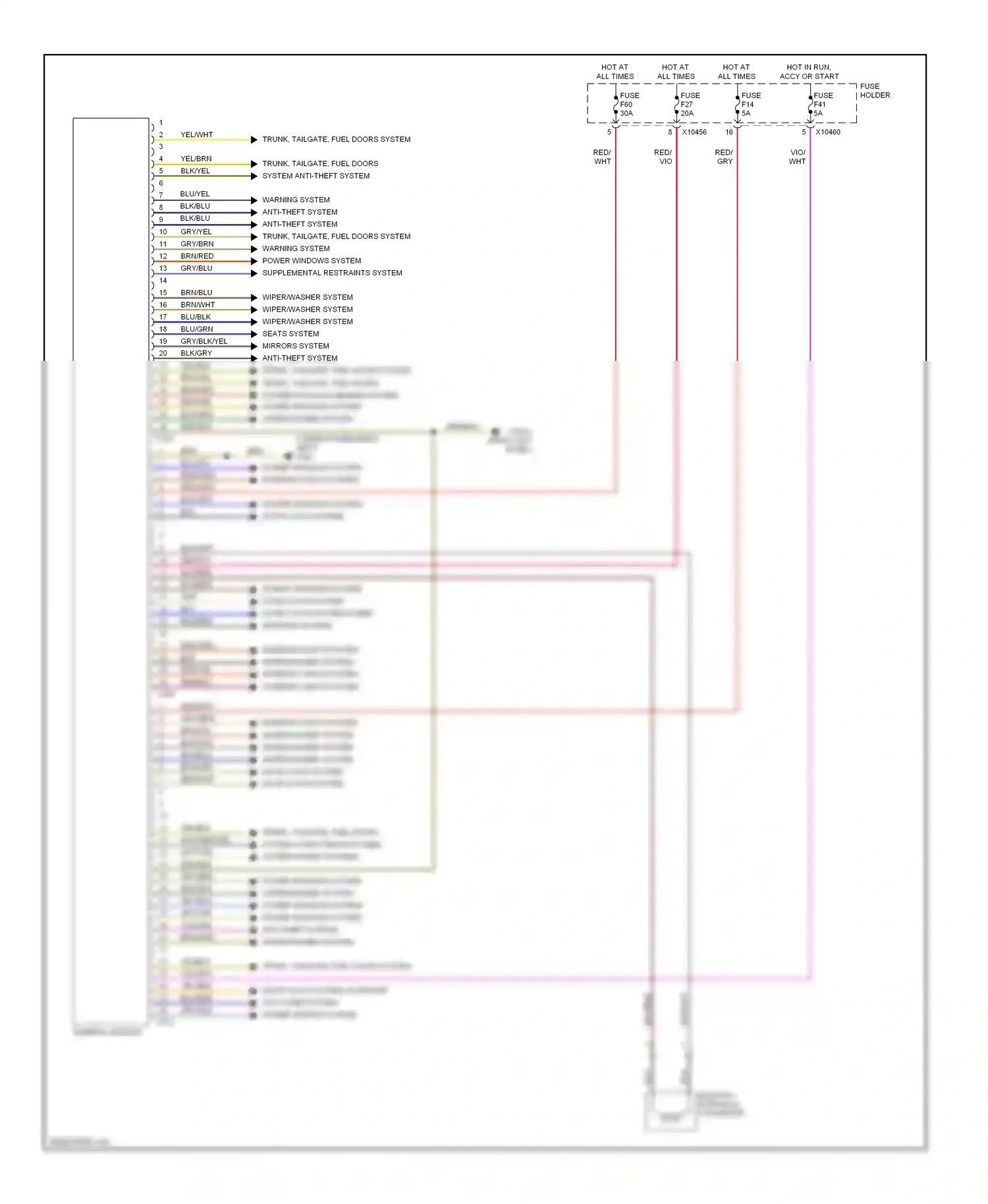 Wiring diagram trunk, tailgate, fuel doors system for BMW X5 E53 facelift (2003-2007) (1 of 1)