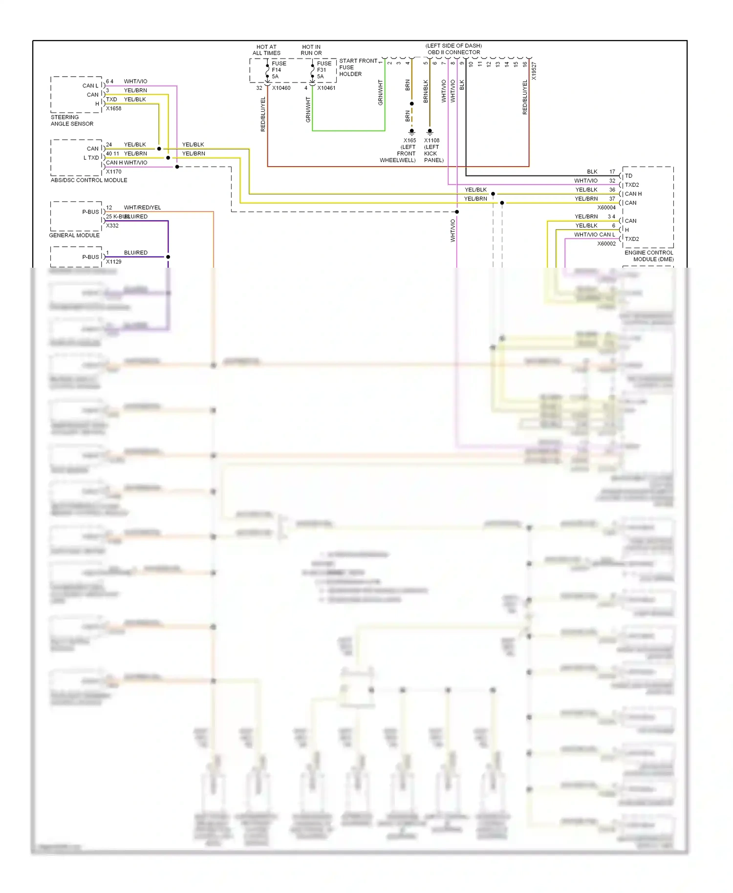 Wiring diagram abs/dsc control module for BMW X5 E53 (1999-2003) (7 of 10)