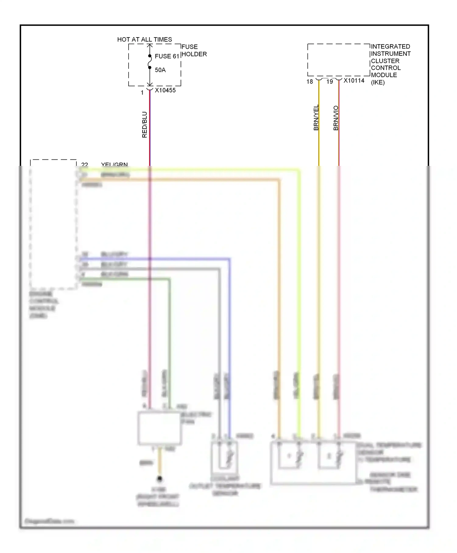 Wiring diagram coolant outlet temperature sensor for BMW X5 E53 (1999-2003) (4 of 5)