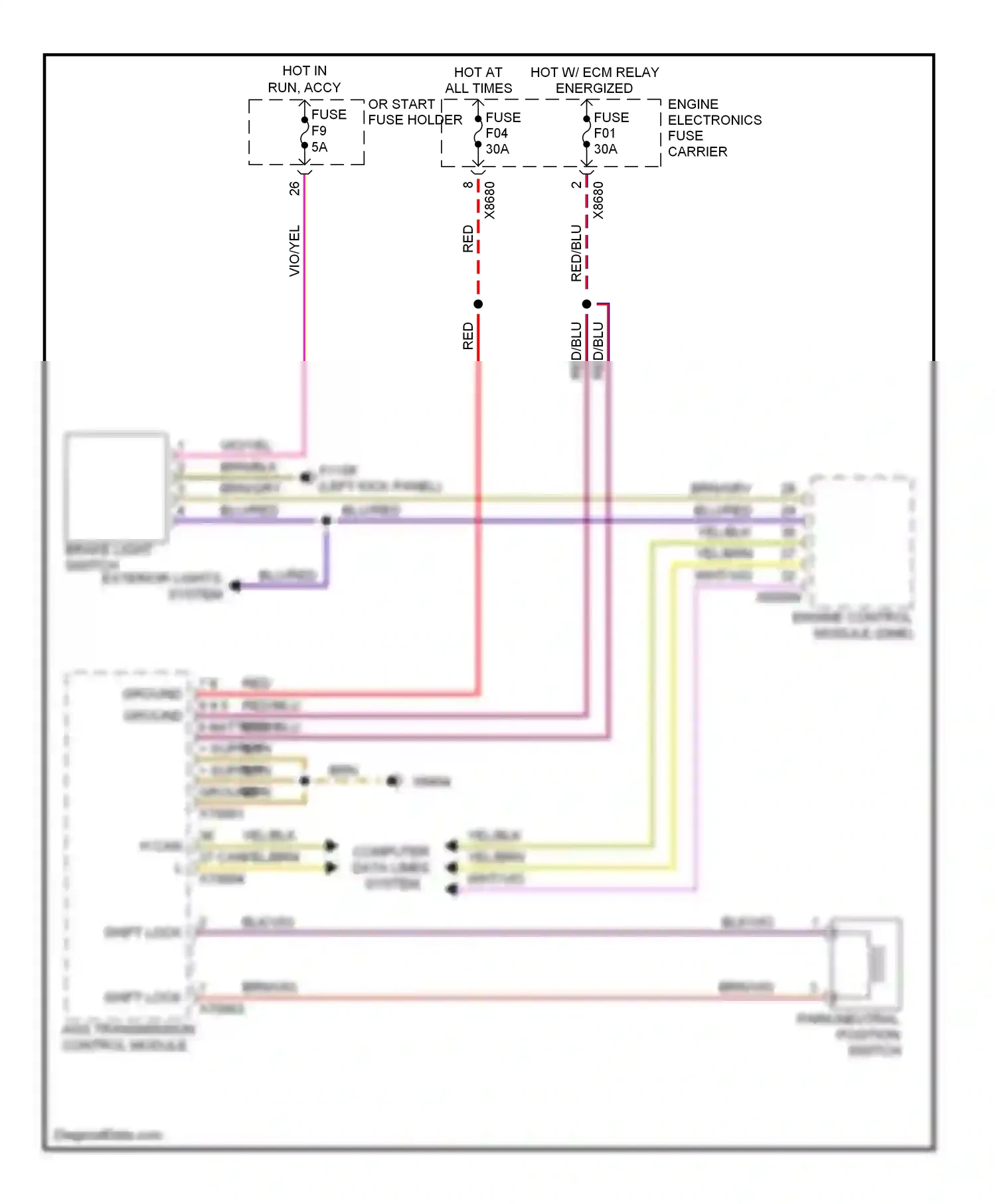 Wiring diagram engine electronics fuse carrier for BMW X5 E53 (1999-2003) (3 of 4)