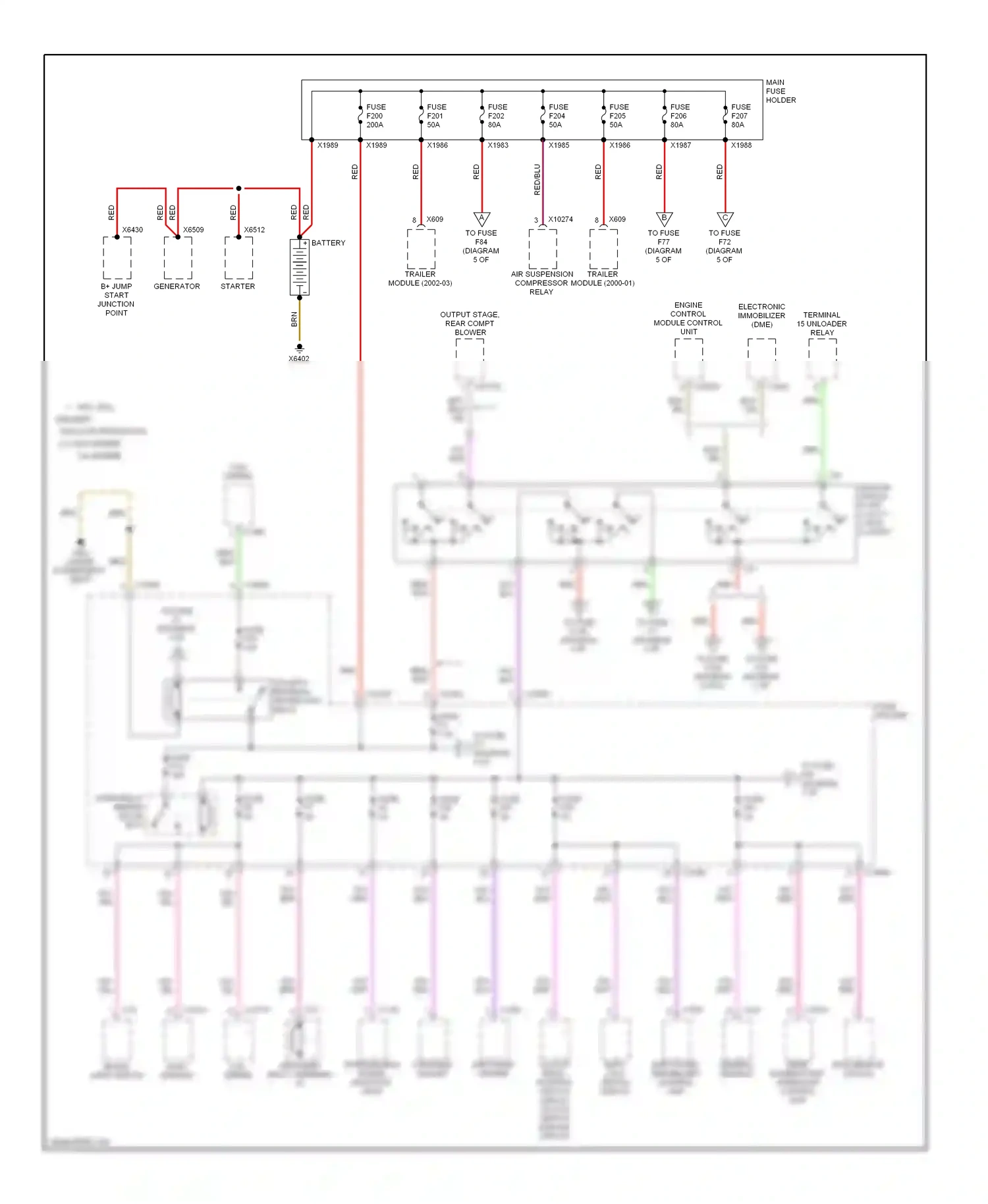 Wiring diagram output stage, rear compt blower for BMW X5 E53 (1999-2003) (1 of 1)