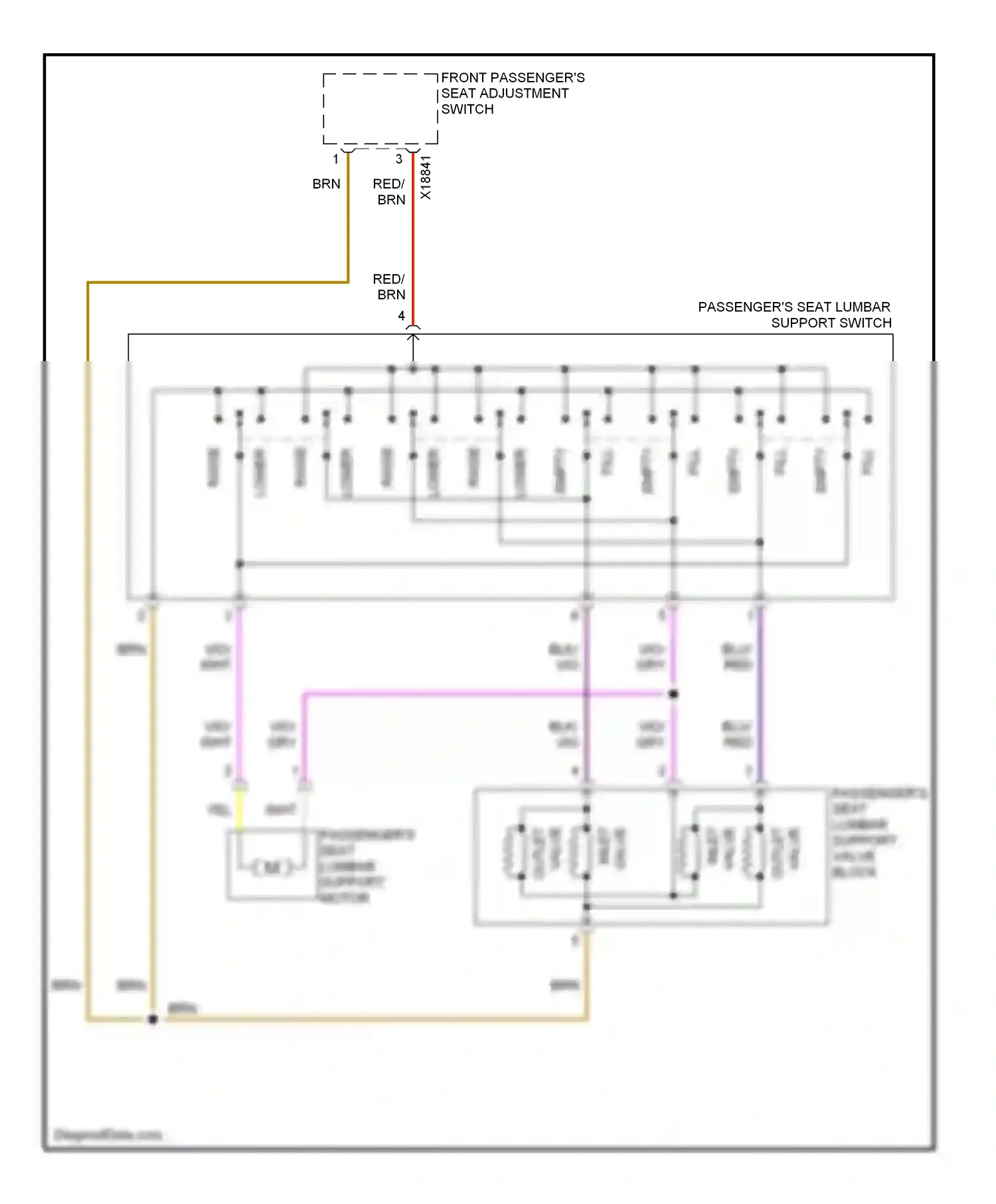 Wiring diagram passenger's seat lumbar support switch for BMW X5 E53 (1999-2003) (3 of 4)