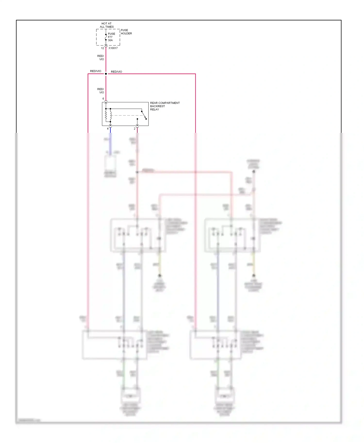 Wiring diagram rear compartment backrest relay for BMW X5 E53 (1999-2003) (1 of 1)