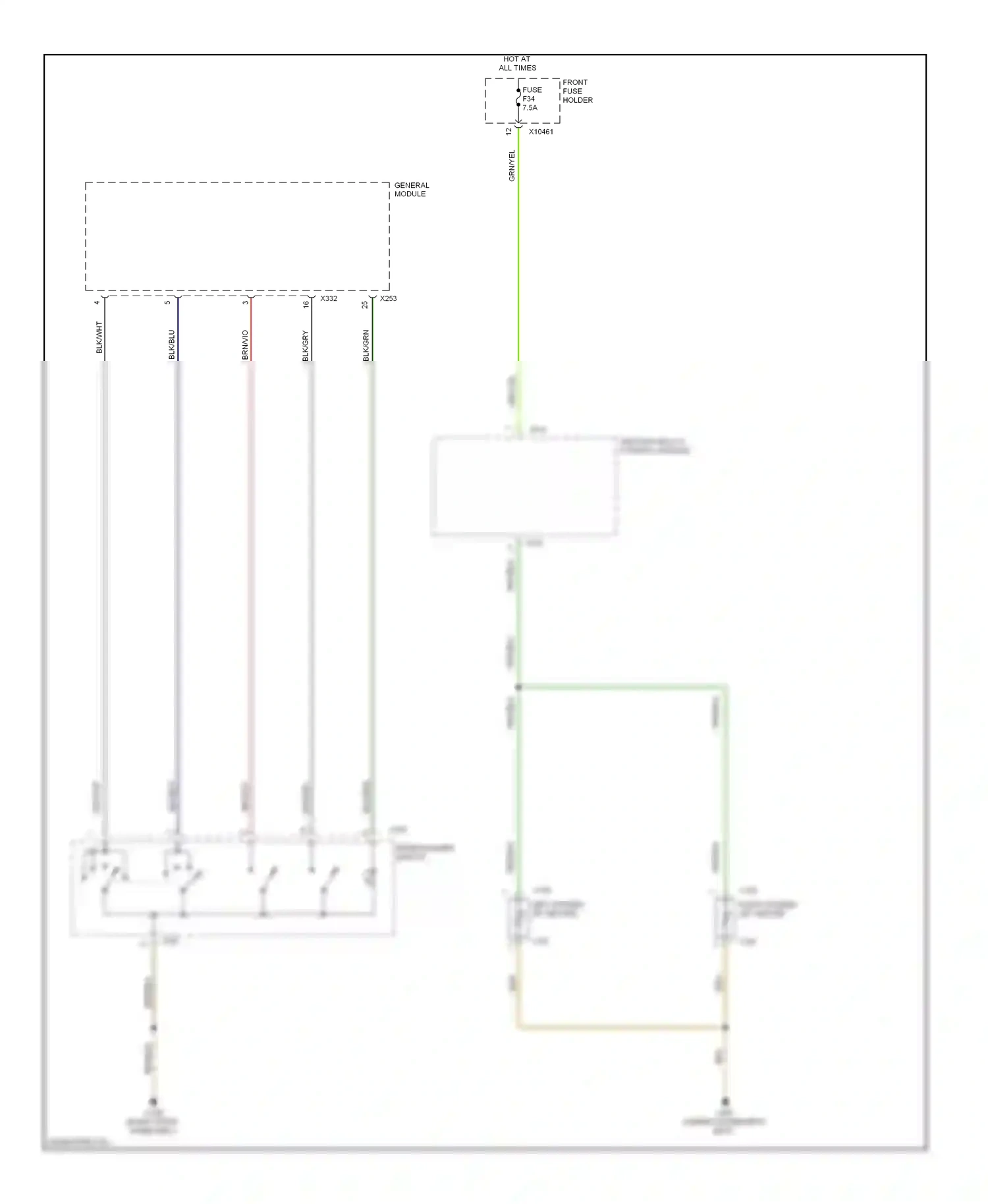 Wiring diagram wiper/washer switch for BMW X5 E53 (1999-2003) (2 of 2)