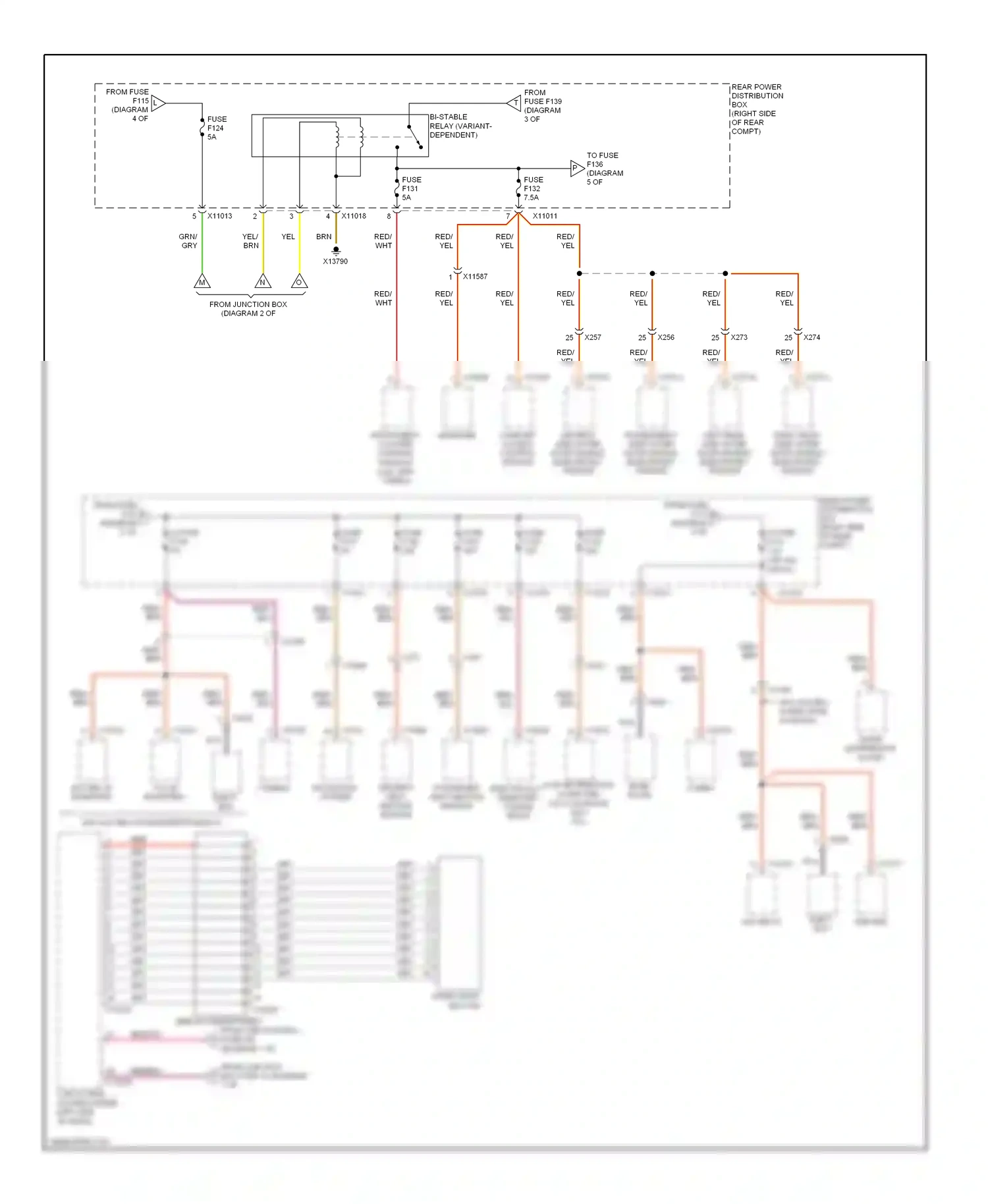 Wiring diagram left rear side outer door handle electronic module for BMW X5 E70 facelift (2010-2013) (1 of 1)