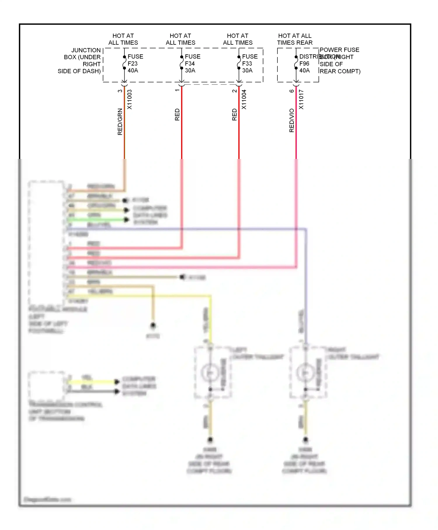 BMW X5 E70 facelift (2010-2013) reverse wiring diagram  (1 of 2)