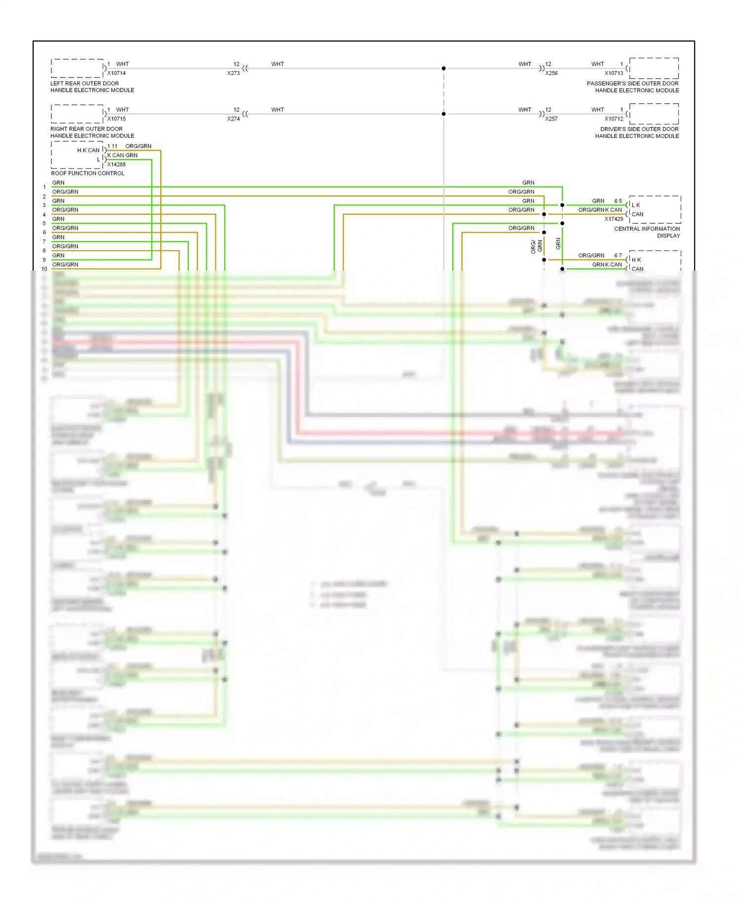 Wiring diagram right rear outer door handle electronic module for BMW X5 E70 facelift (2010-2013) (2 of 2)