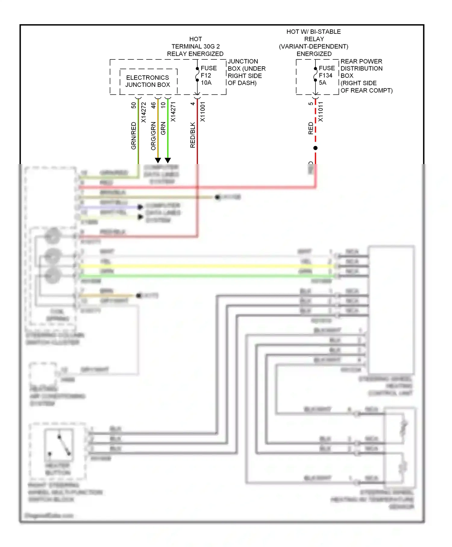 Wiring diagram right steering wheel multi-function switch block for BMW X5 E70 facelift (2010-2013) (2 of 9)