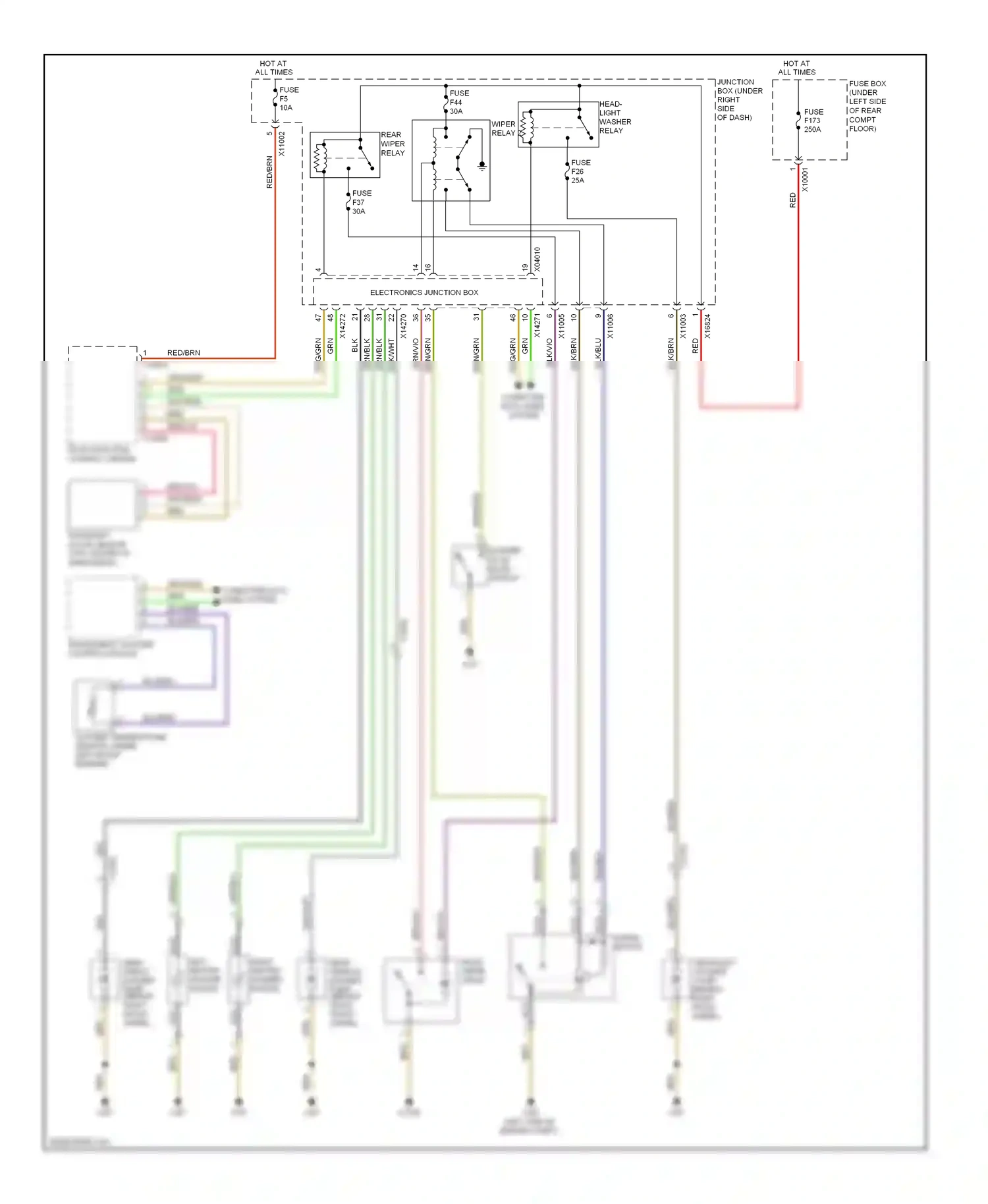 Wiring diagram washer fluid level switch for BMW X5 E70 facelift (2010-2013) (2 of 2)