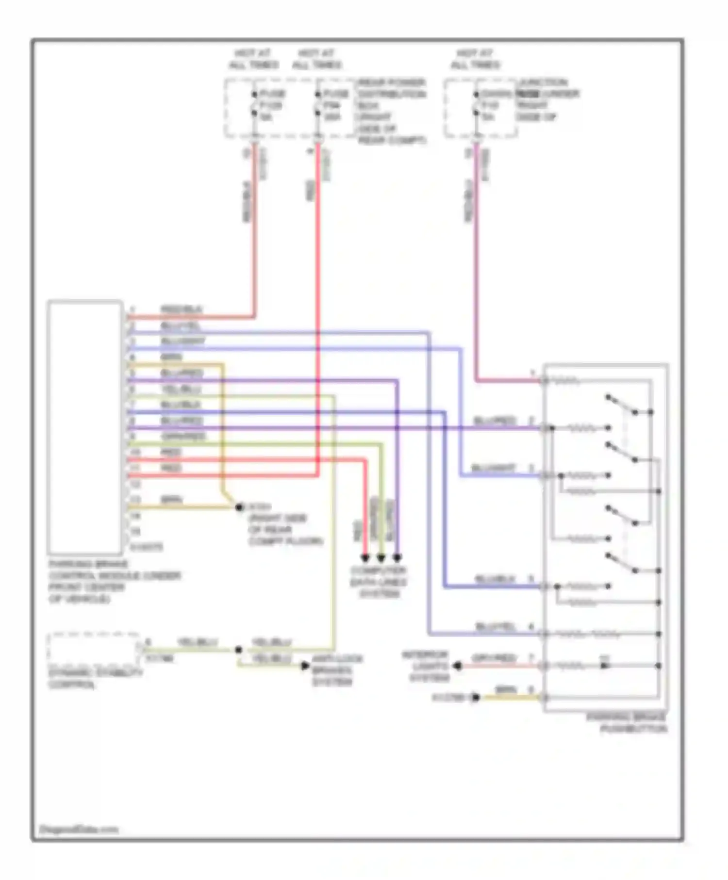 X5 BMW E70 (2006-2010): Park brake release circuit