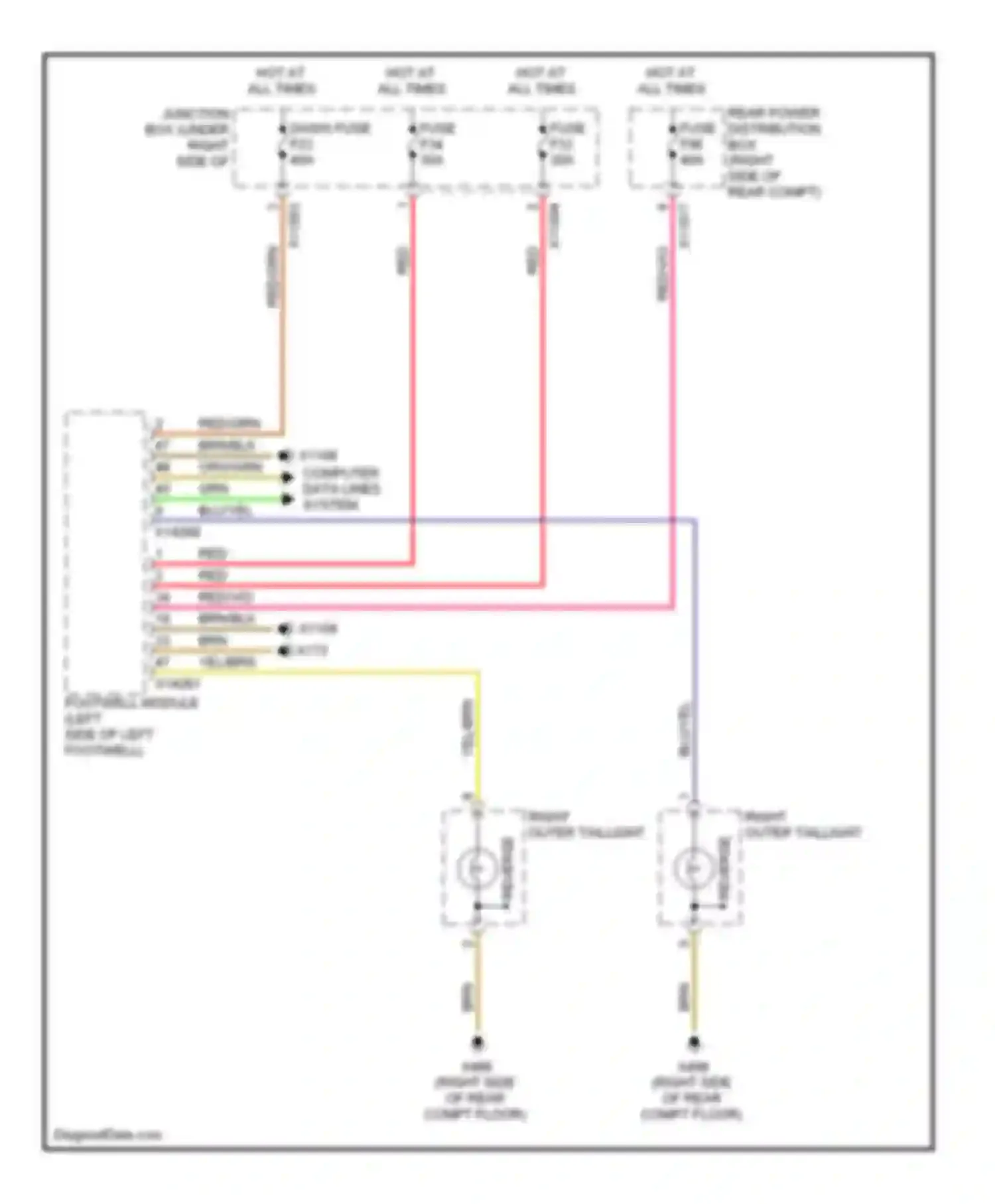 Wiring diagram right outer taillight for BMW X5 E70 (2006-2010)