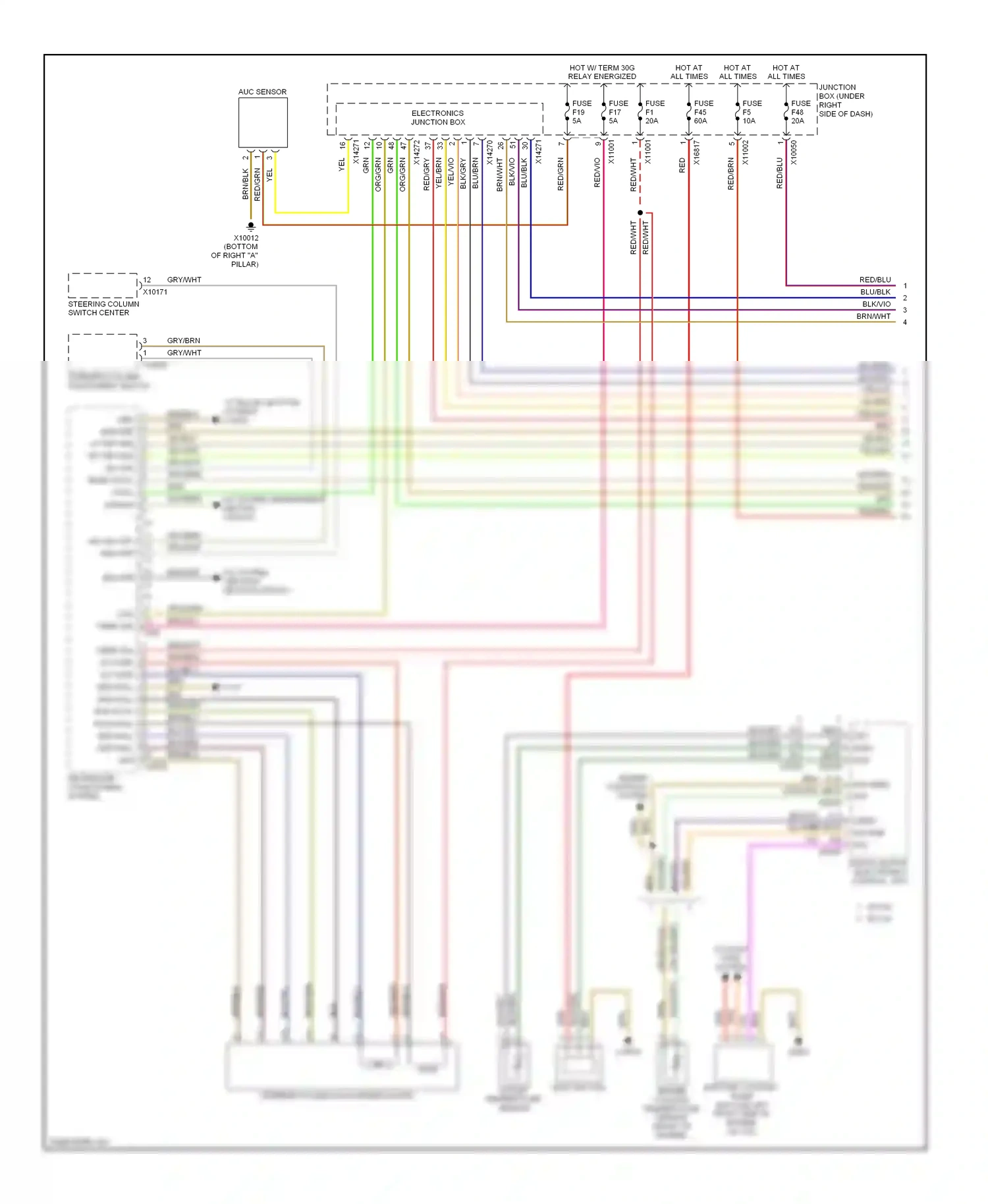 BMW X5 E70 (2006-2010) steering column switch center wiring diagram  (3 of 7)