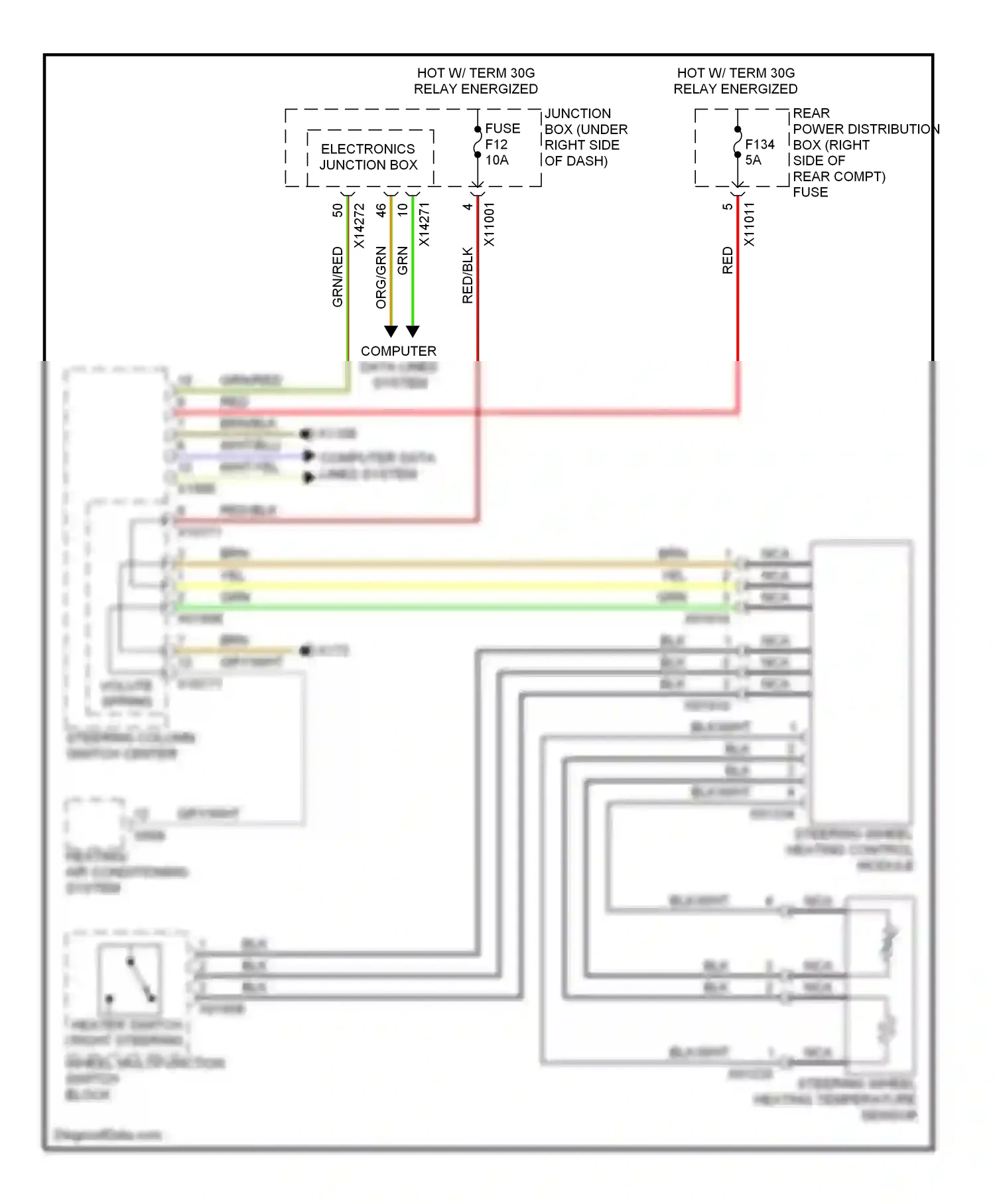 BMW X5 E70 (2006-2010) steering wheel heating temperature sensor wiring diagram  (1 of 1)