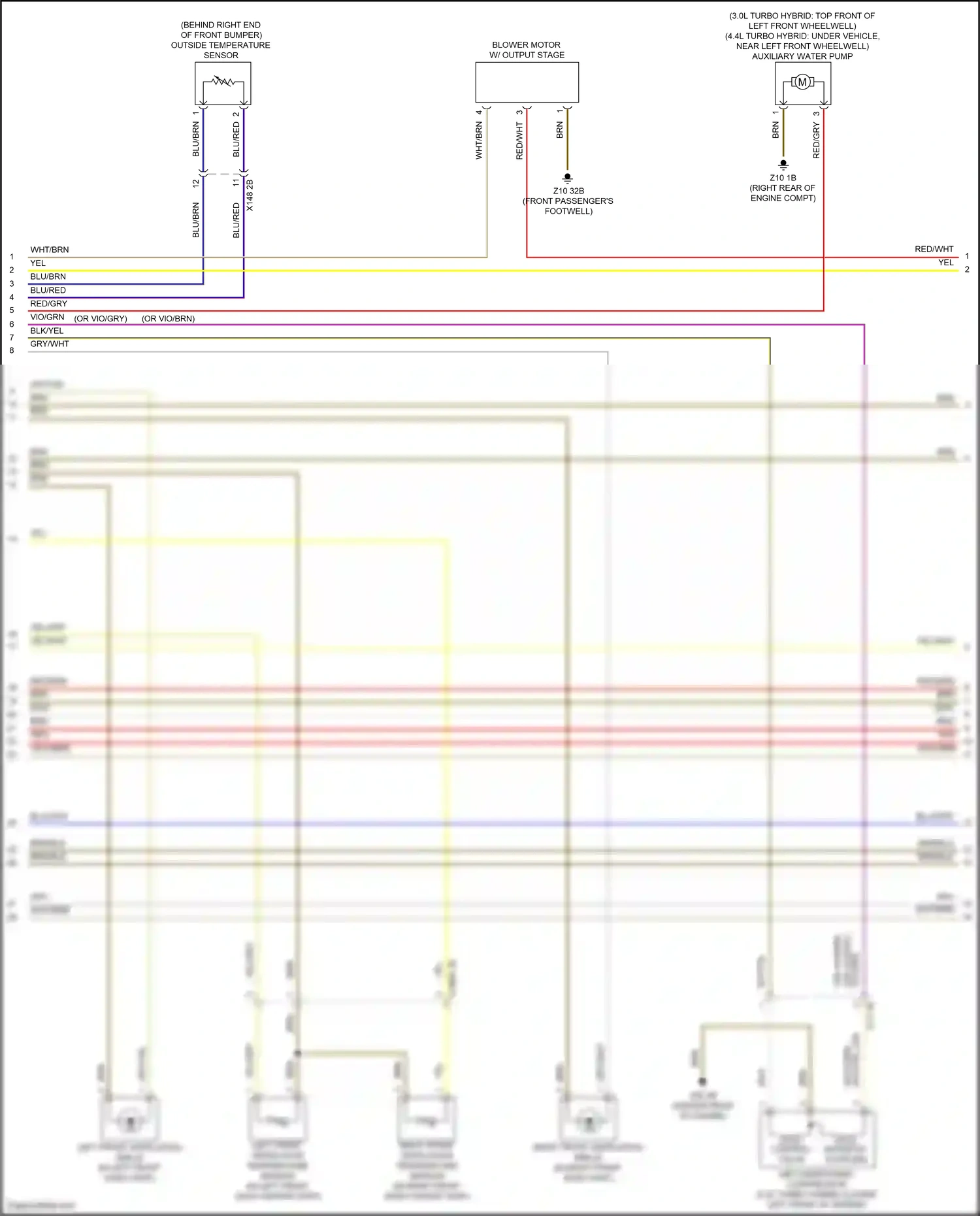Wiring diagram left front ventilation temperature sensor for BMW X5 G05 facelift (2023-2024) (1 of 2)