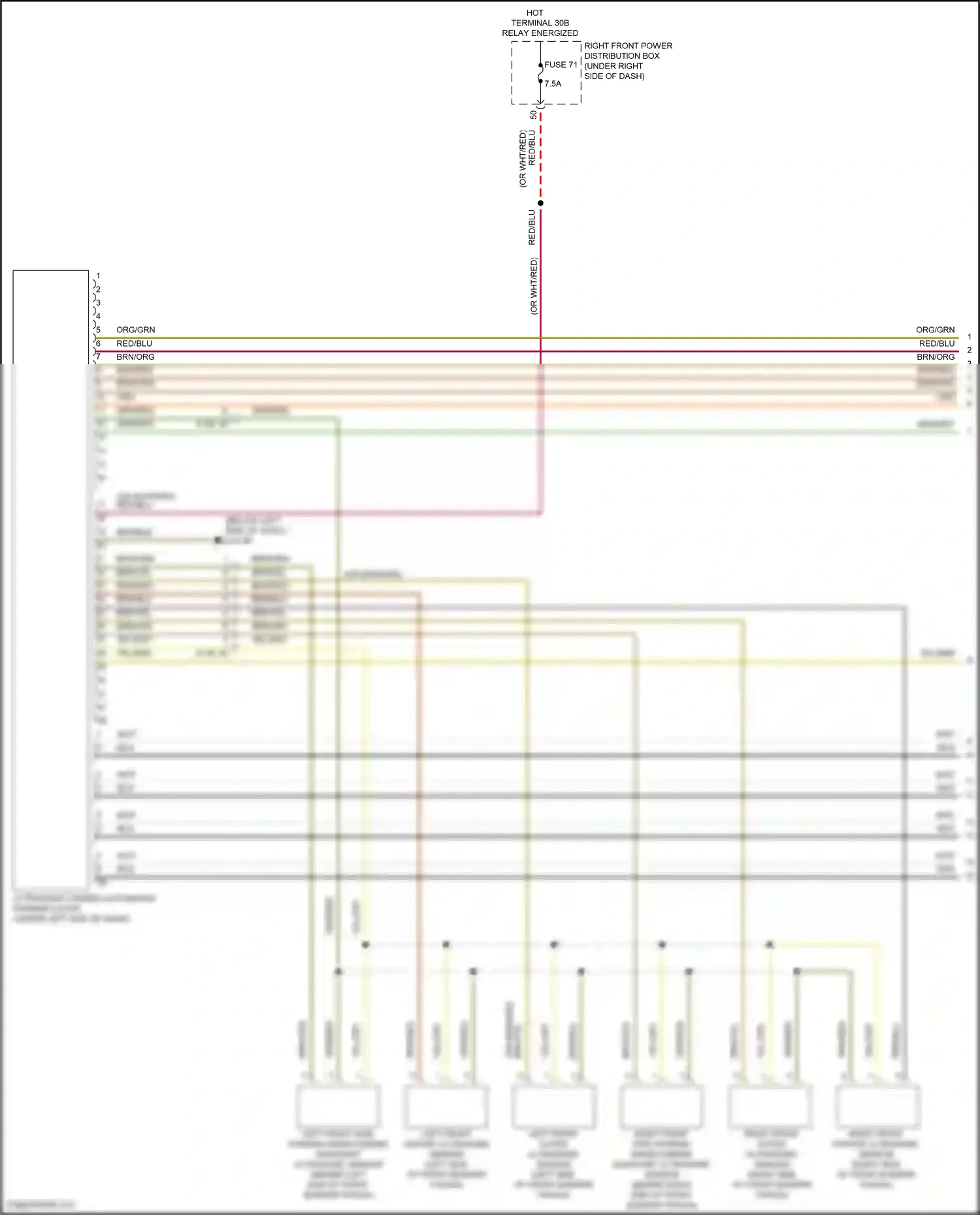 Wiring diagram right front outer ultrasonic sensor for BMW X5 G05 facelift (2023-2024) (2 of 3)