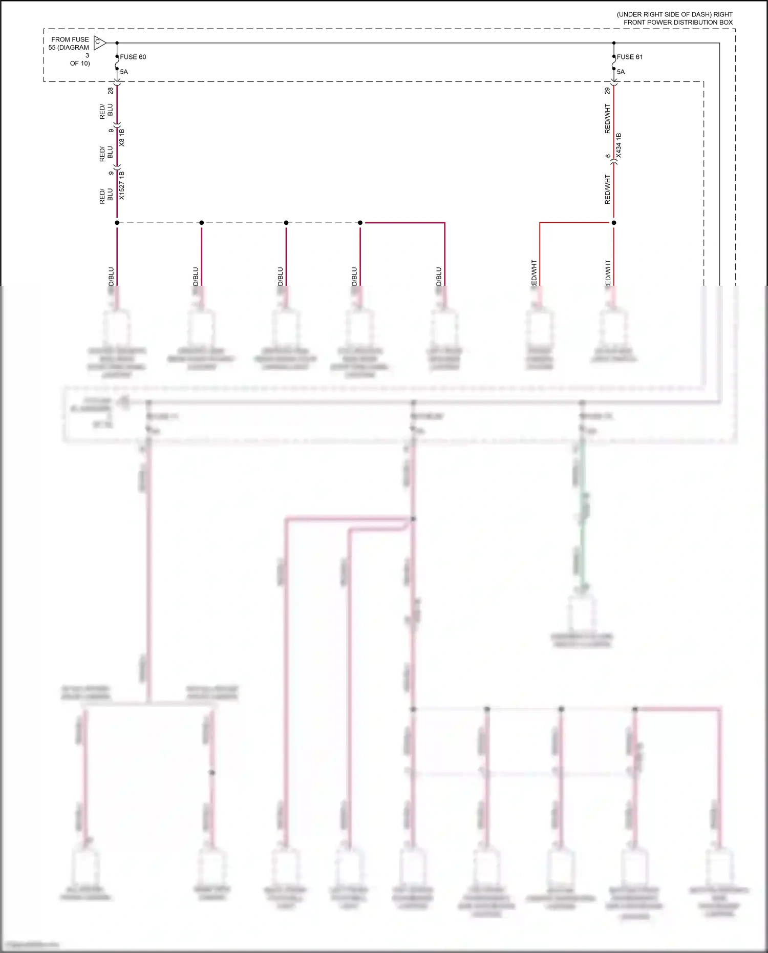 Wiring diagram bottom front passenger's side dashboard lighting for BMW X5 G05 (2018-2023) (4 of 4)