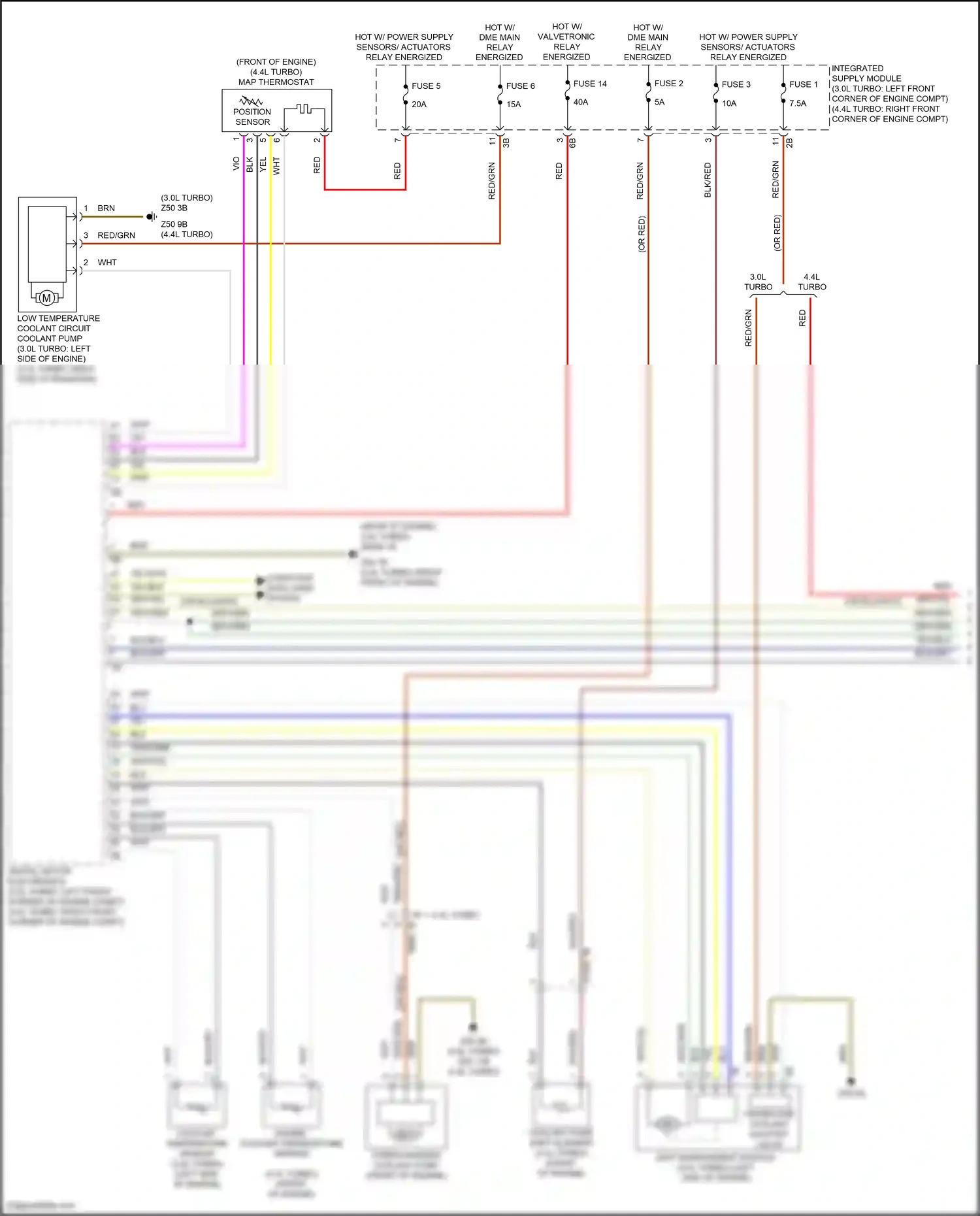 Wiring diagram coolant pump shift element for BMW X5 G05 (2018-2023) (1 of 3)