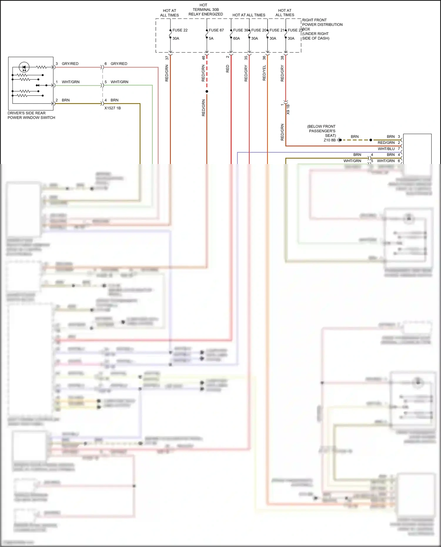 Wiring diagram driver door central locking button for BMW X5 G05 (2018-2023) (1 of 1)