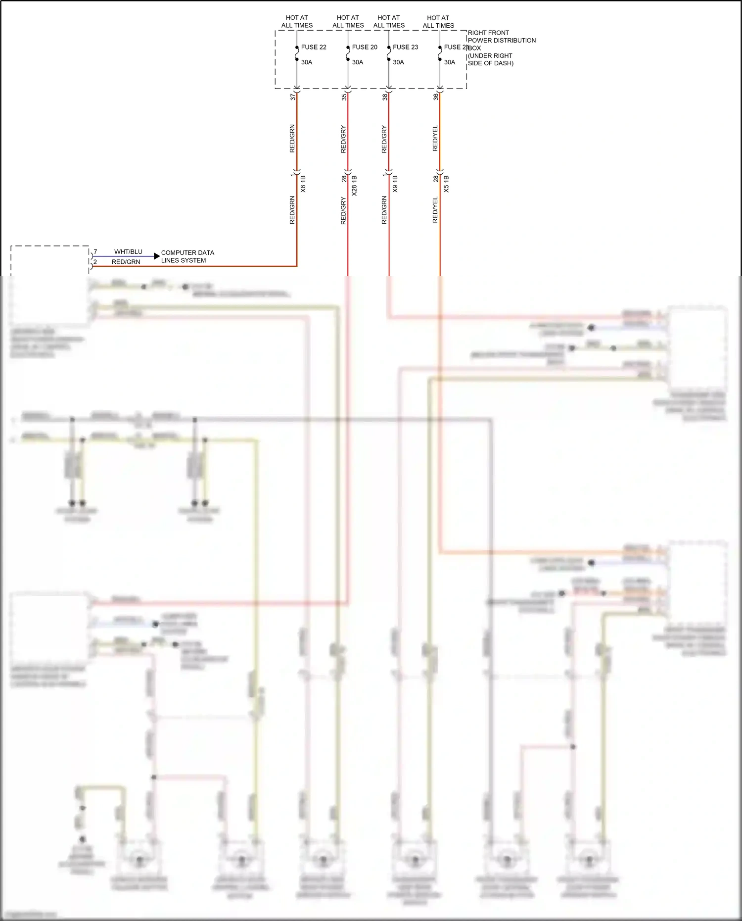Wiring diagram driver's door central locking button for BMW X5 G05 (2018-2023) (2 of 3)
